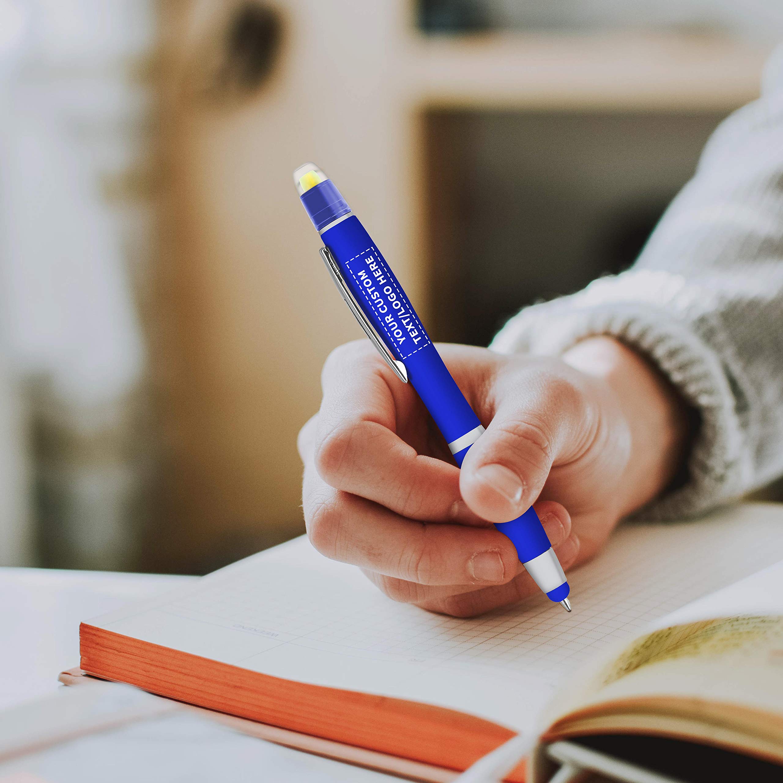 Personalized Smooth Writing Maitland Gel Highlighter Stylus Pens - 10 Pack Custom Plastic Pens with Text/Logo - Blue | Perfect for Office, School, Note-Taking & Gift Giving