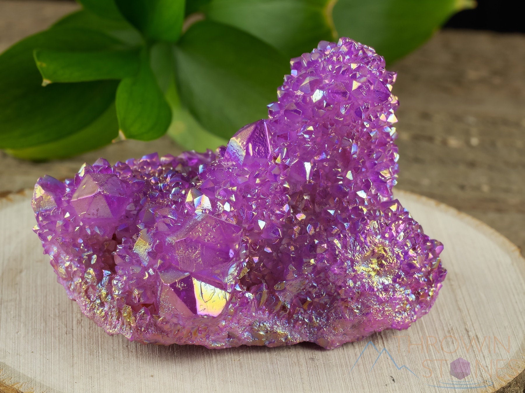 Natural Aura Ruby Pink Rainbow Quartz Crystal Cluster - Metaphysical Healing Stone, Spirit Quartz for Meditation & Energy Work - Home Decor, Gift Idea (R0610)