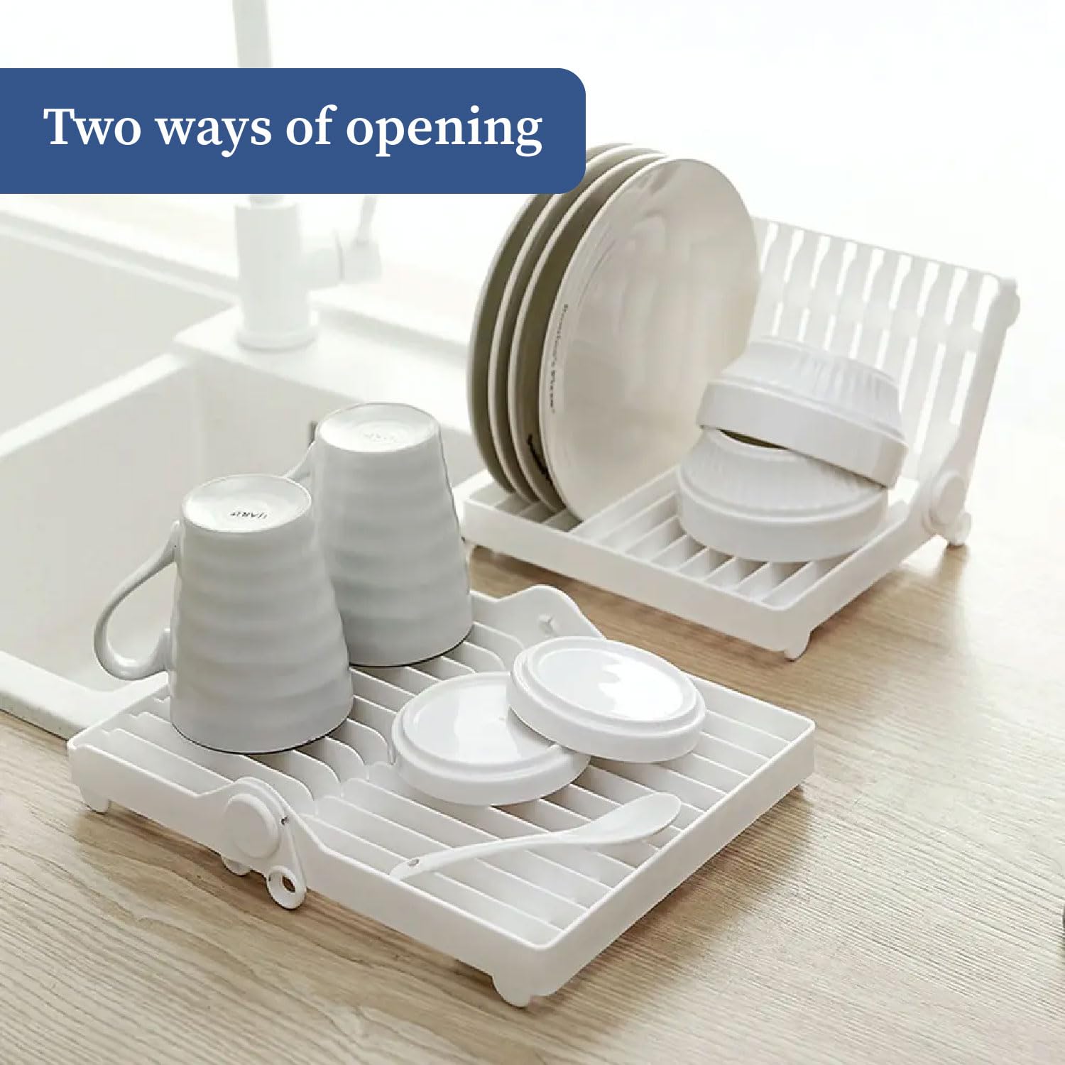 Foldable Dish Drying Rack & Plate Stand - Space Saving Kitchen Organizer for Cups, Bowls & Utensils | Compact Dish Drainer for Small Spaces | Perfect for Apartments, RVs & Countertop Storage (Pack of 1)