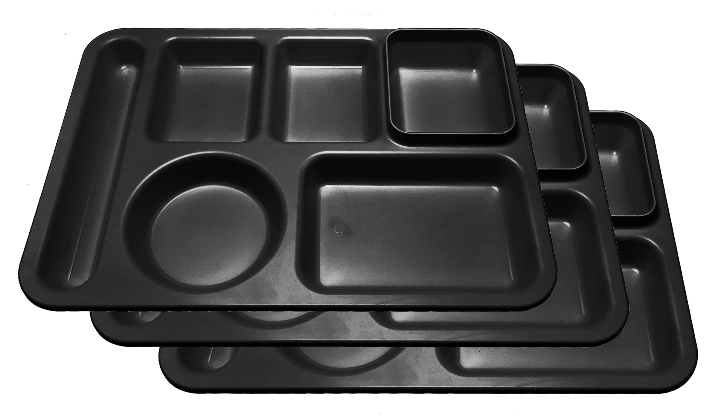 USA-Made Plastic Divided Plates for Adults & Kids - Durable School Lunch Trays, Toddler Meal Plates, Cafeteria & Fast Food Trays with Compartments (14x10 Inches) - Perfect for Home, School, and Restaurant Use