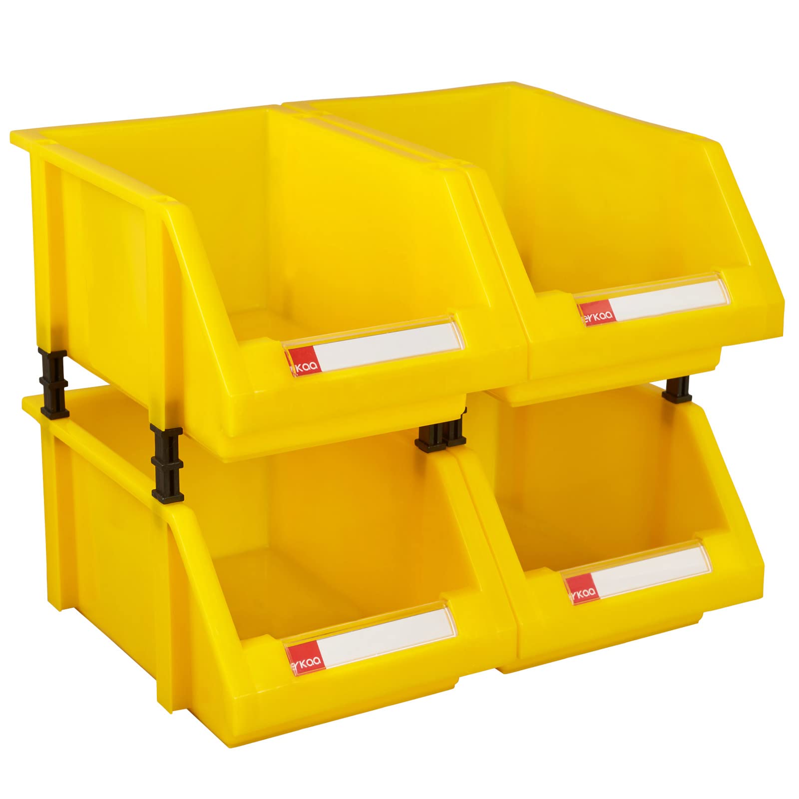 Shop & Garage Organizers: Large Plastic Tool Bins for Storage, Display & Classification (Yellow, Pack of 4) - Perfect for Workshop, Home, or Office Organization