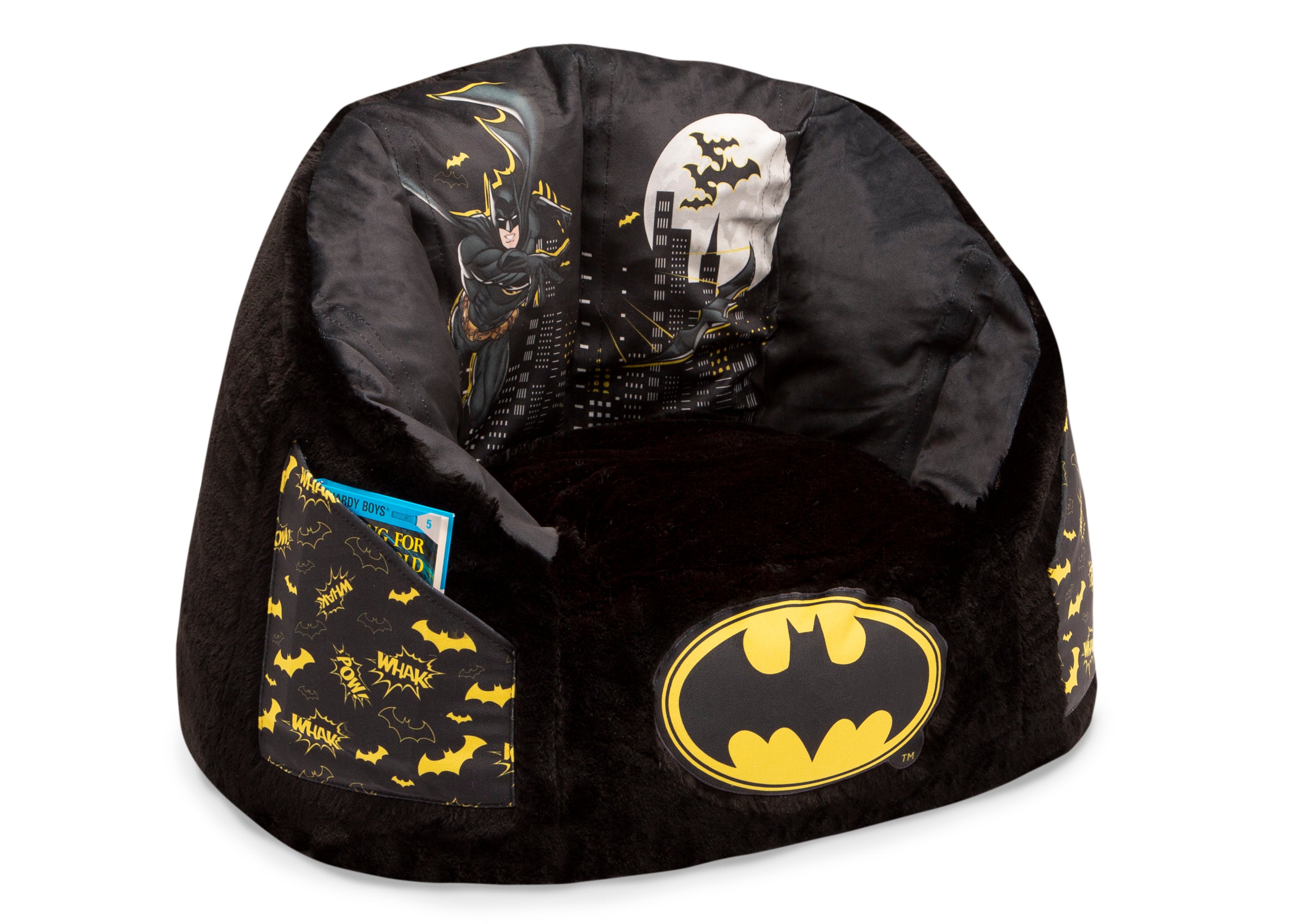 Batman Cozee Fluffy Chair for Kids - Soft Plush Lounge Chair for Children Up to 10 Years Old - Perfect for Bedroom, Playroom & Reading Nook