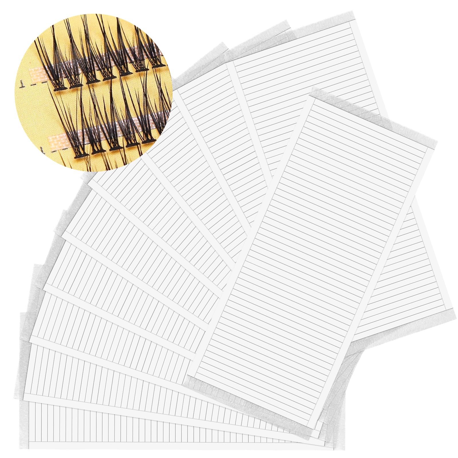 500 Pieces False Eyelash Fans Paper Tape - Double Sided Adhesive Lash Tape & Eyelash Fan Tape Holder for Eyelash Extensions - Sticky Strip for Women & Girls Eye Makeup - Perfect for Salon, Home Use & Professional Lash Artists