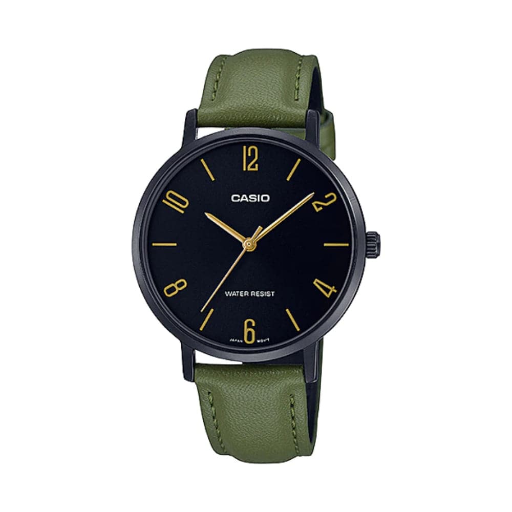 CASIO Analog LTP-VT01BL-3BUDF Green Leather Strap Women's Watch - Elegant Timepiece for Office, Casual Wear & Special Occasions