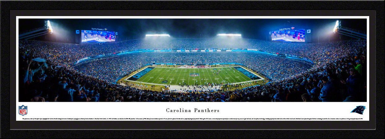 Carolina Panthers NFL 50-Yard Line Panoramic Poster - Blakeway Panoramas - Perfect for Game Room, Man Cave, or Sports Fan Gift