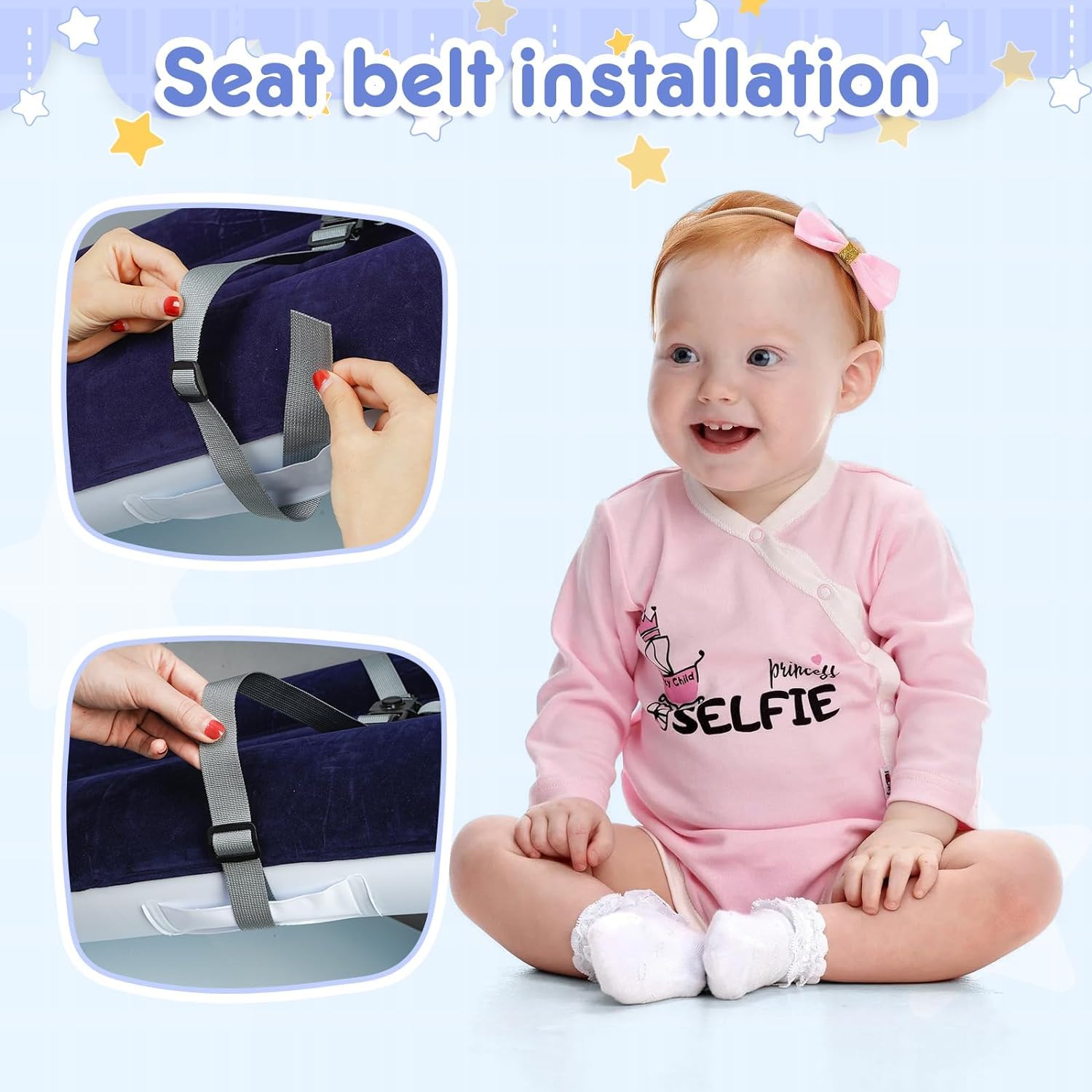 Inflatable Toddler Airplane Bed for Kids - Portable Travel Bed with Manual Pump, Seat Belt & Carry Bag | Perfect for Airplane Travel, Road Trips & Sleepovers