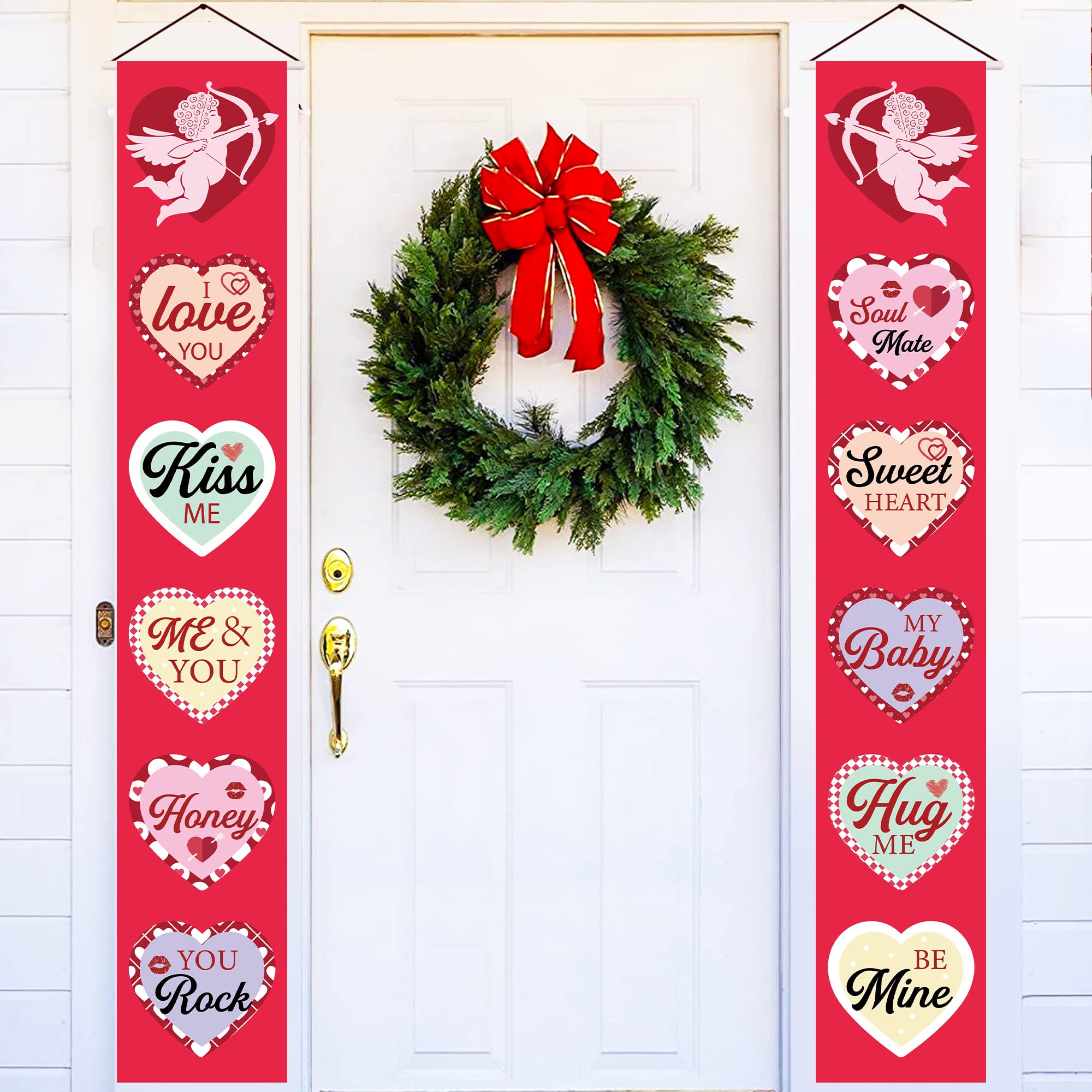 KatchOn Extra Large 72x12 Inch Valentine's Day Door Banner - Heart Decorations for Valentine's Day Party, Home & Classroom Decor | Romantic Conversation Hearts Wall Hanging for Door Decor, Wedding & Anniversary Celebrations