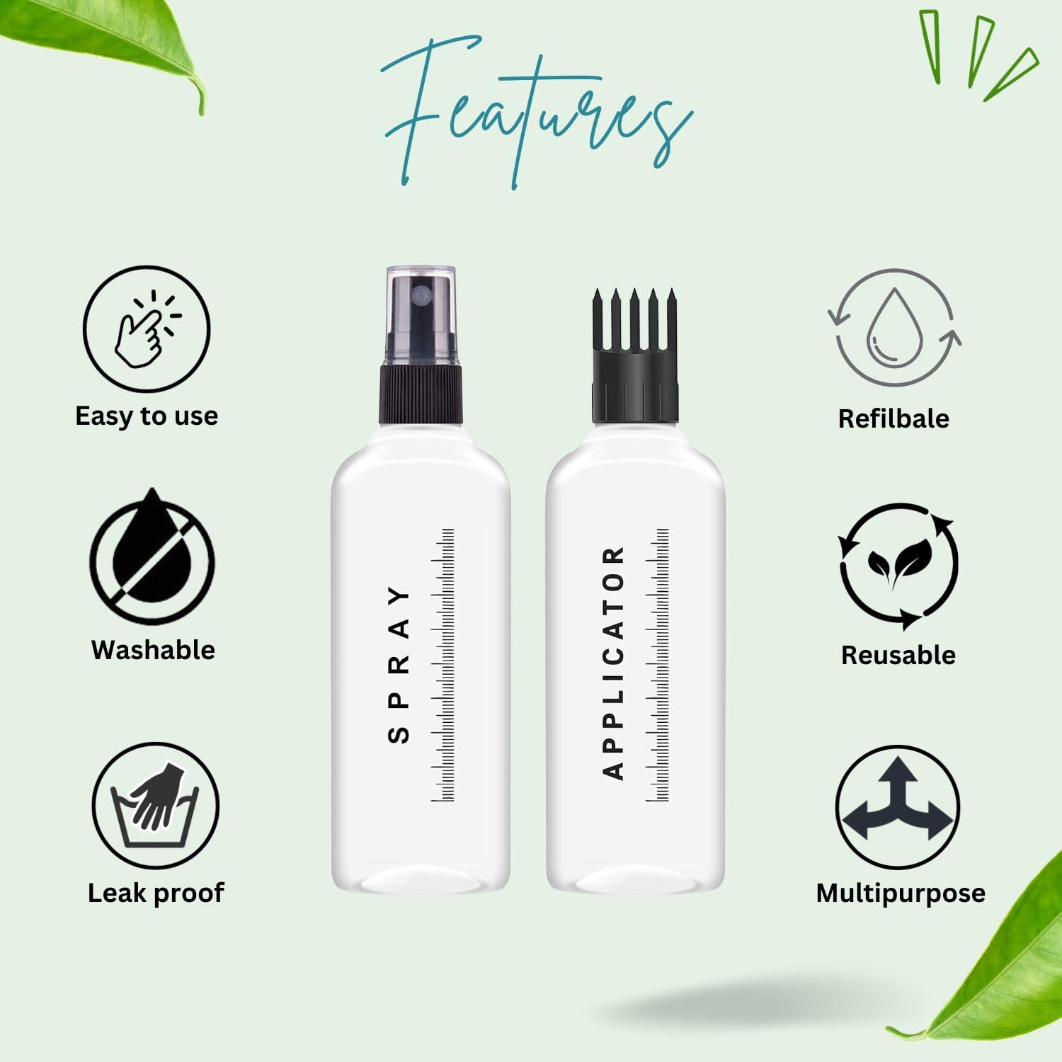 Flemco 100ml Hair Root Applicator Bottle with Comb Cap - Fine Mist Spray & Flip Top for Hair Oil, Shampoo & Scalp Treatments | Refillable Multipurpose Bottles (Set of 3) | Perfect for At-Home Hair Care & Salon Use