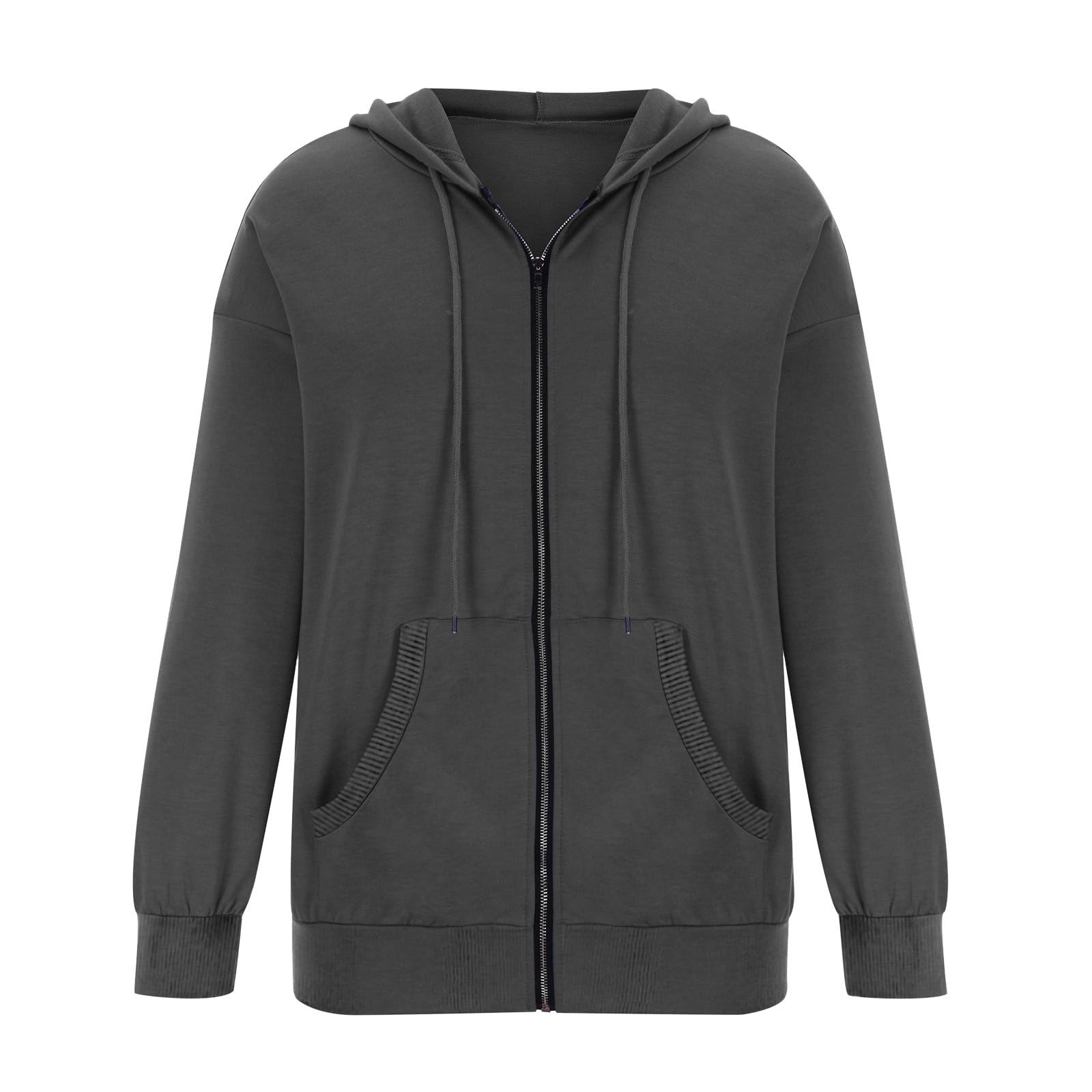 Trendy Y2K Women's Zip Up Hoodie - Lightweight Long Sleeve Track Jacket with Pockets | Casual Streetwear Fashion | Perfect for Gym, Running & Everyday Wear
