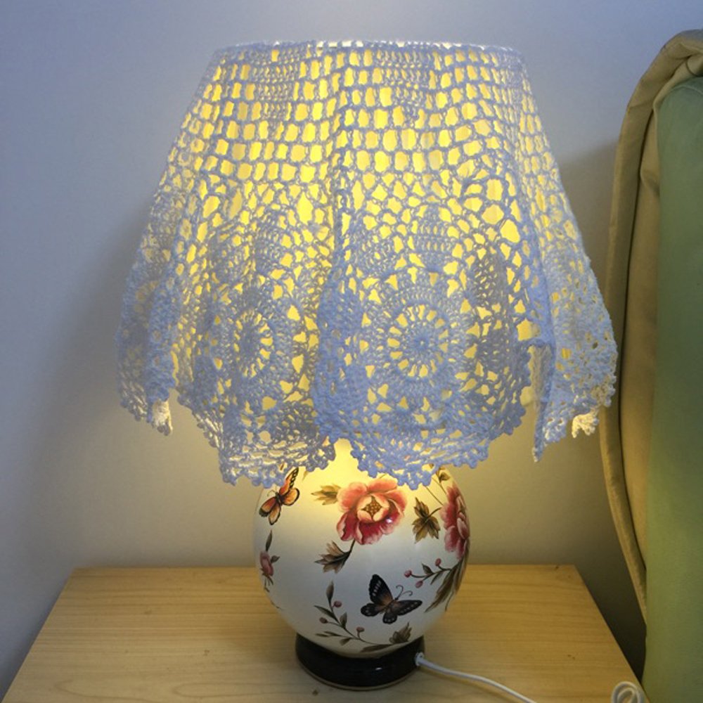 Handmade Cotton Crochet Lace Table Runner - 35 Inch Round Doily Tablecloth, Dresser Scarf for Dining Table, Coffee Table, and Home Décor (White)