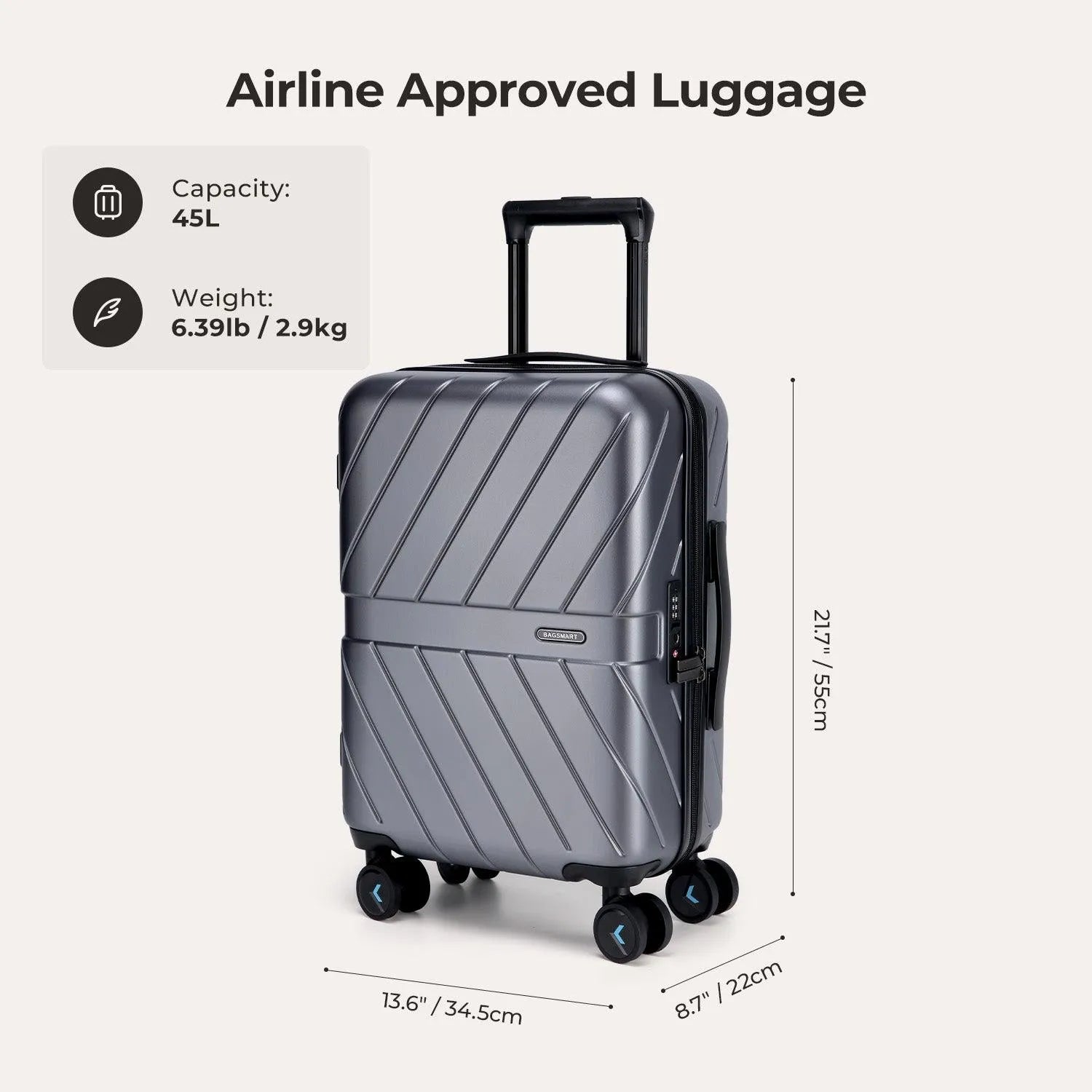 Daren 16-20 Inch Lightweight Hardside Carry On Luggage - Perfect for Air Travel, Business Trips & Weekend Getaways