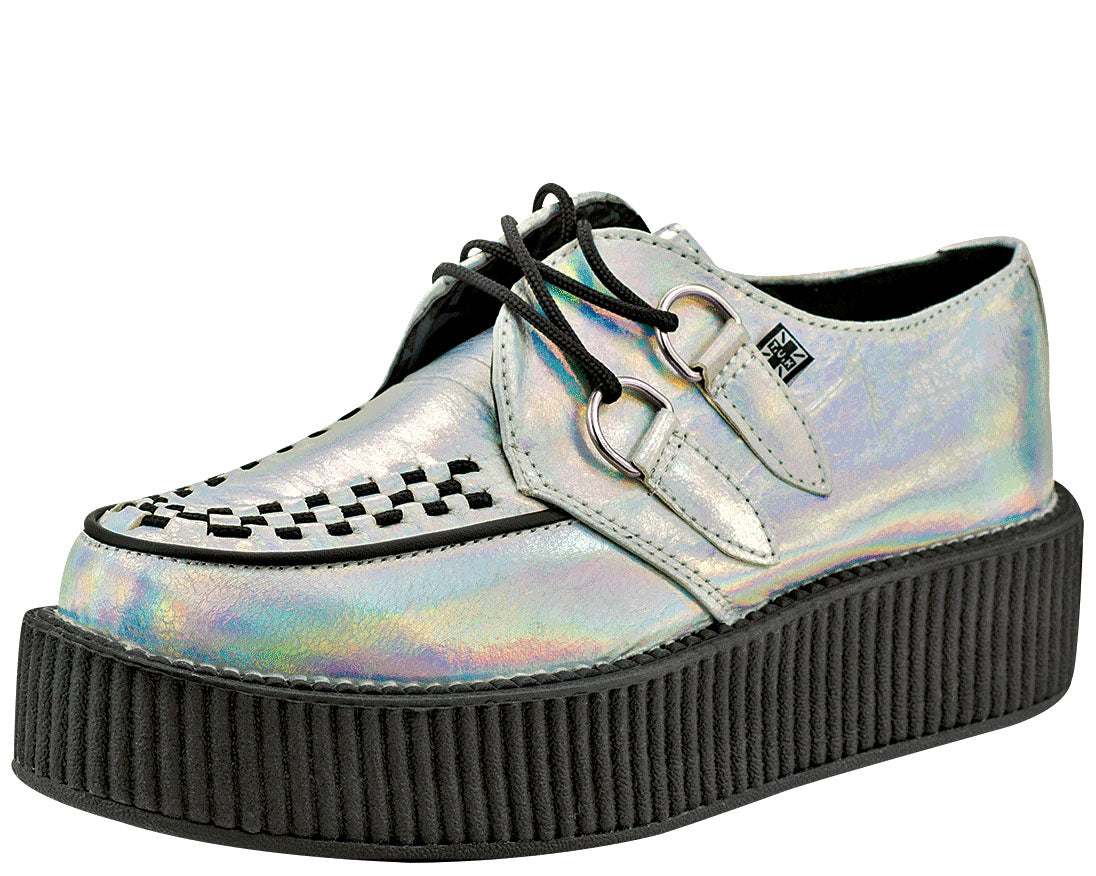 T.U.K Iridescent Crackle Mondo Creeper Shoes - Punk Rock Platform Sneakers for Women & Men - Perfect for Concerts, Gothic Fashion & Alternative Style