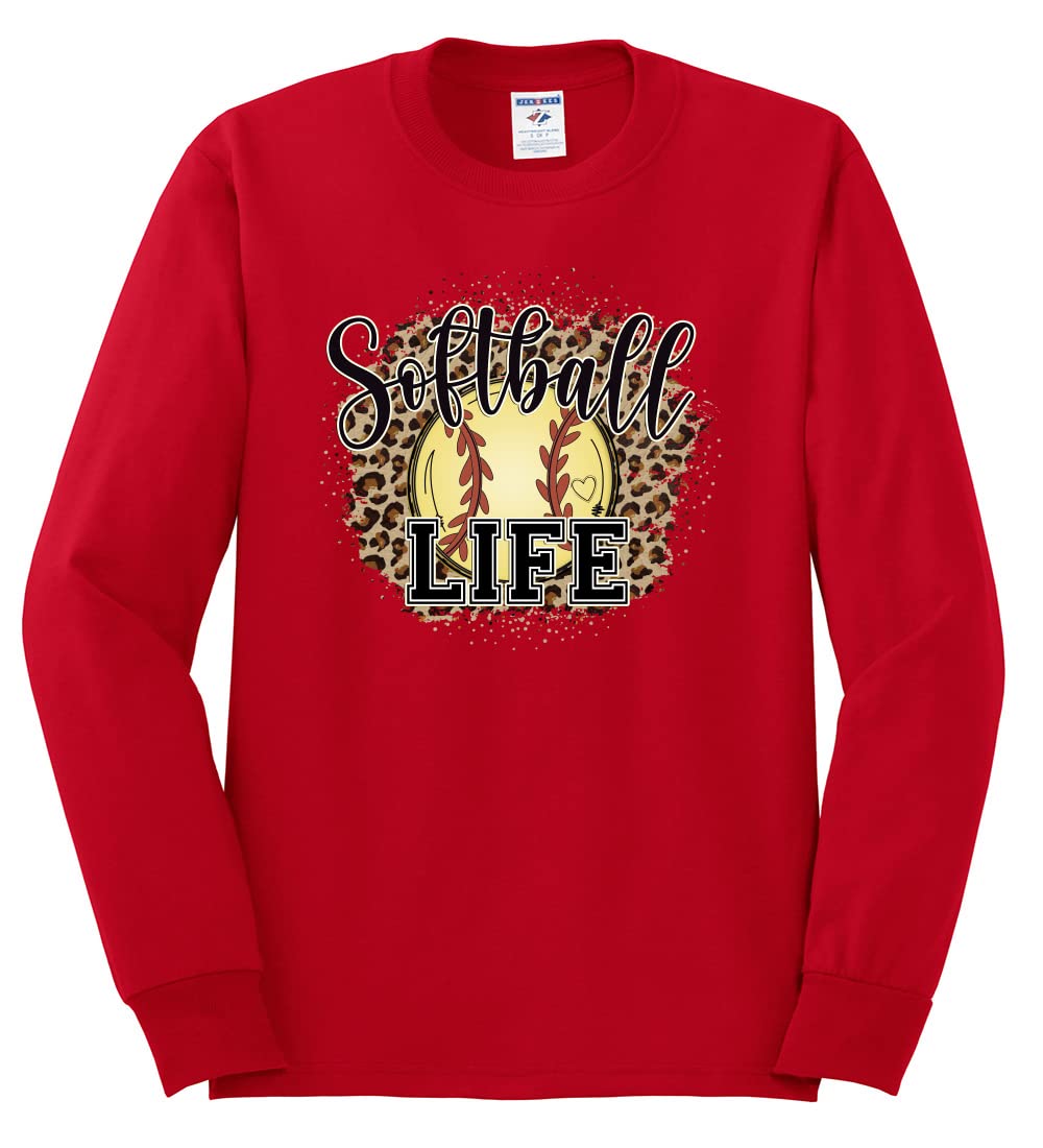 Wild Bobby Softball Life Animal Print Long Sleeve Shirt for Girls & Women - Comfortable Baseball Jersey for Sports, Practice & Casual Wear