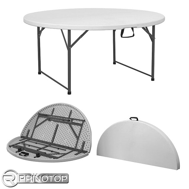 RhinoTop 5ft Round Folding Table - Portable Bifold Design for Outdoor, Indoor, and Event Use - Perfect for Parties, Picnics, and Home Decor