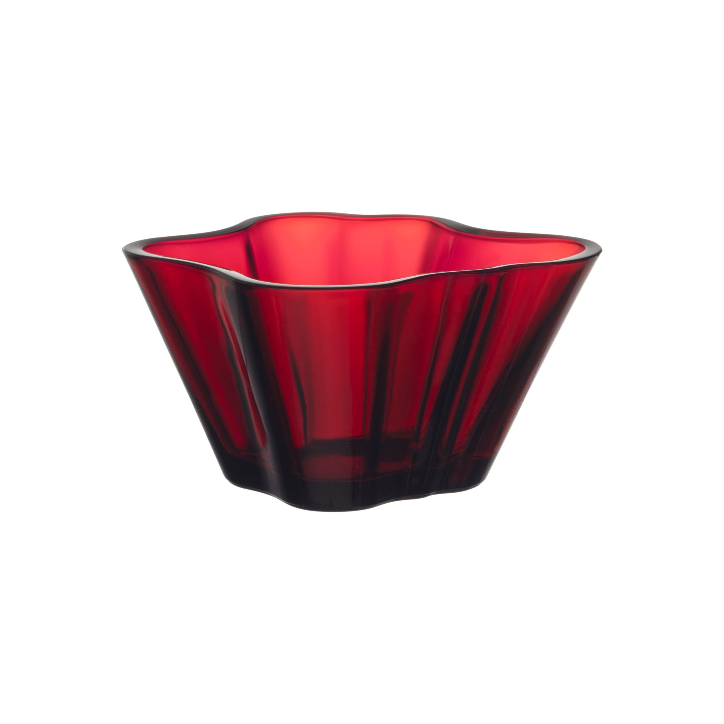 Iittala Aalto Glass Dish - 7.5 cm Red Decorative Serving Bowl for Desserts, Candies & Home Decor