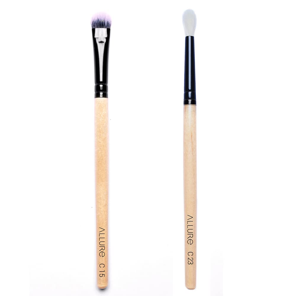 Allure Professional Eye Brush and Smudger Set (2-Piece) - Perfect for Eyeshadow Blending and Smokey Eye Makeup