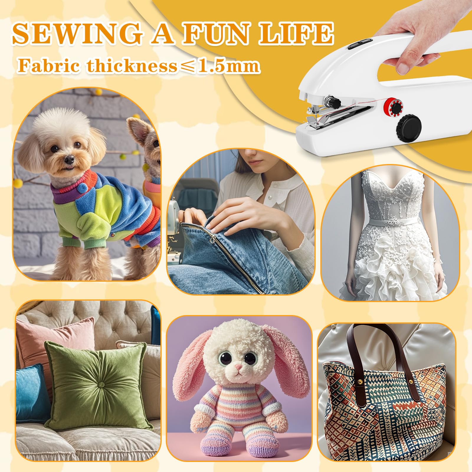 Portable Handheld Sewing Machine for Adults - Mini Hand Sewing Kit for Quick Repairs, Travel & Emergency Use - Compact & Lightweight for Home, Office & On-The-Go Fixes