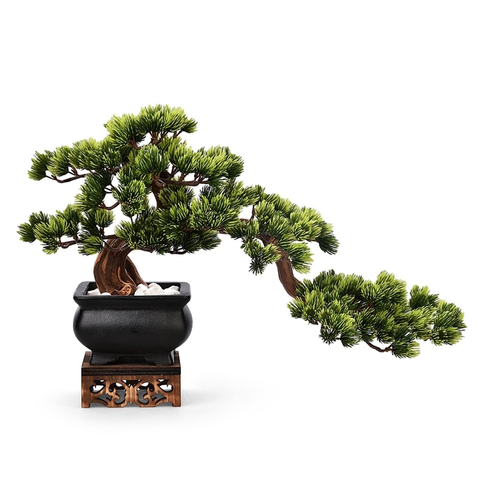 Artificial Pine Bonsai Tree - Realistic Ceramic Potted Fake Plants for Home & Office Decor - Indoor Simulation Greenery for Living Room, Desk, Shelf - Low Maintenance Decorative Plants (Color: Green) - Perfect for Housewarming Gifts & Zen Home Decor