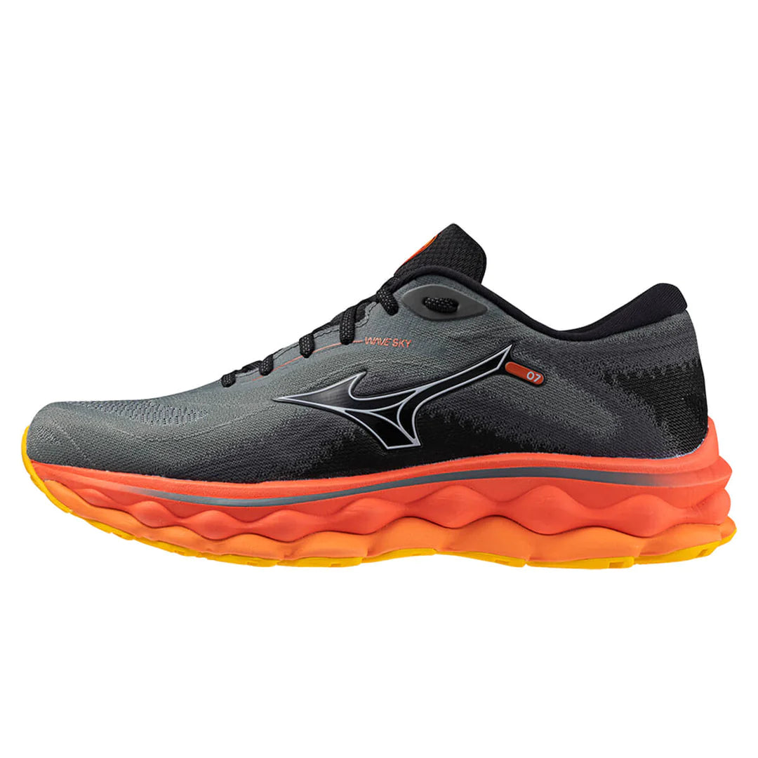Mizuno Wave Sky 7 2E Running Shoes for Men - Turbulence/Nickel/Hot Coral - Cushioned Support for Long Distance & Marathon Training