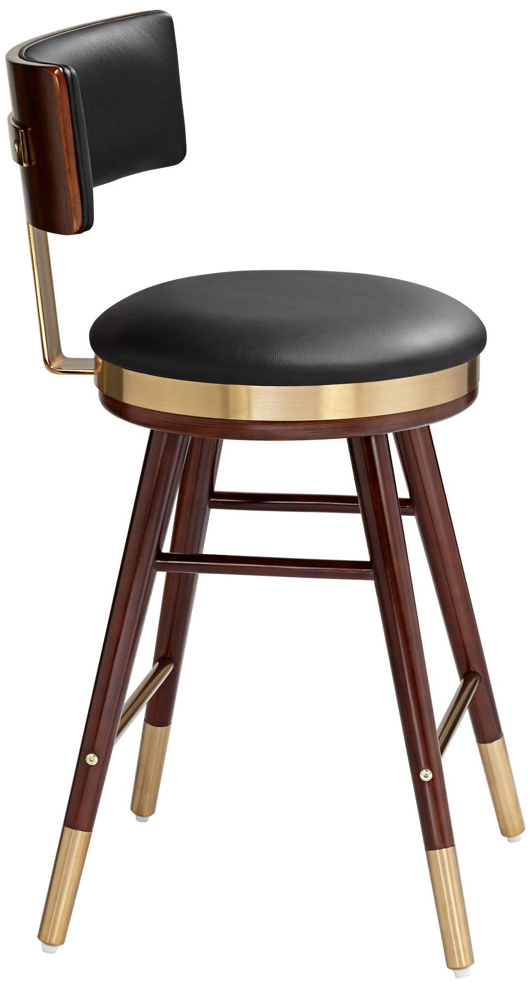 Studio 55D Parker Walnut Wood & Gold Metal Bar Stool - 25.5