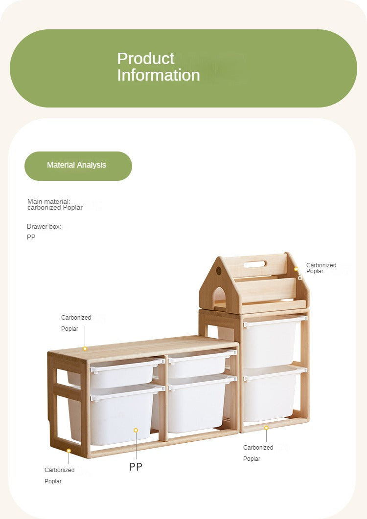 **Solid Wood Montessori Toy Storage Shelf for Kids - Organize Playroom, Nursery & Bedroom Toys - Eco-Friendly Poplar Wood Children's Bookshelf**