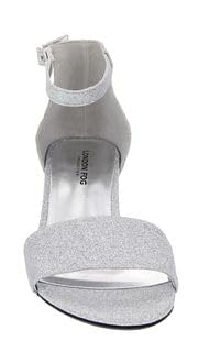 London Fog Women's Nikki Low Block Heel Ankle Strap Dress Sandals - Comfortable Two-Piece Pump Shoes for Work, Party & Wedding Occasions