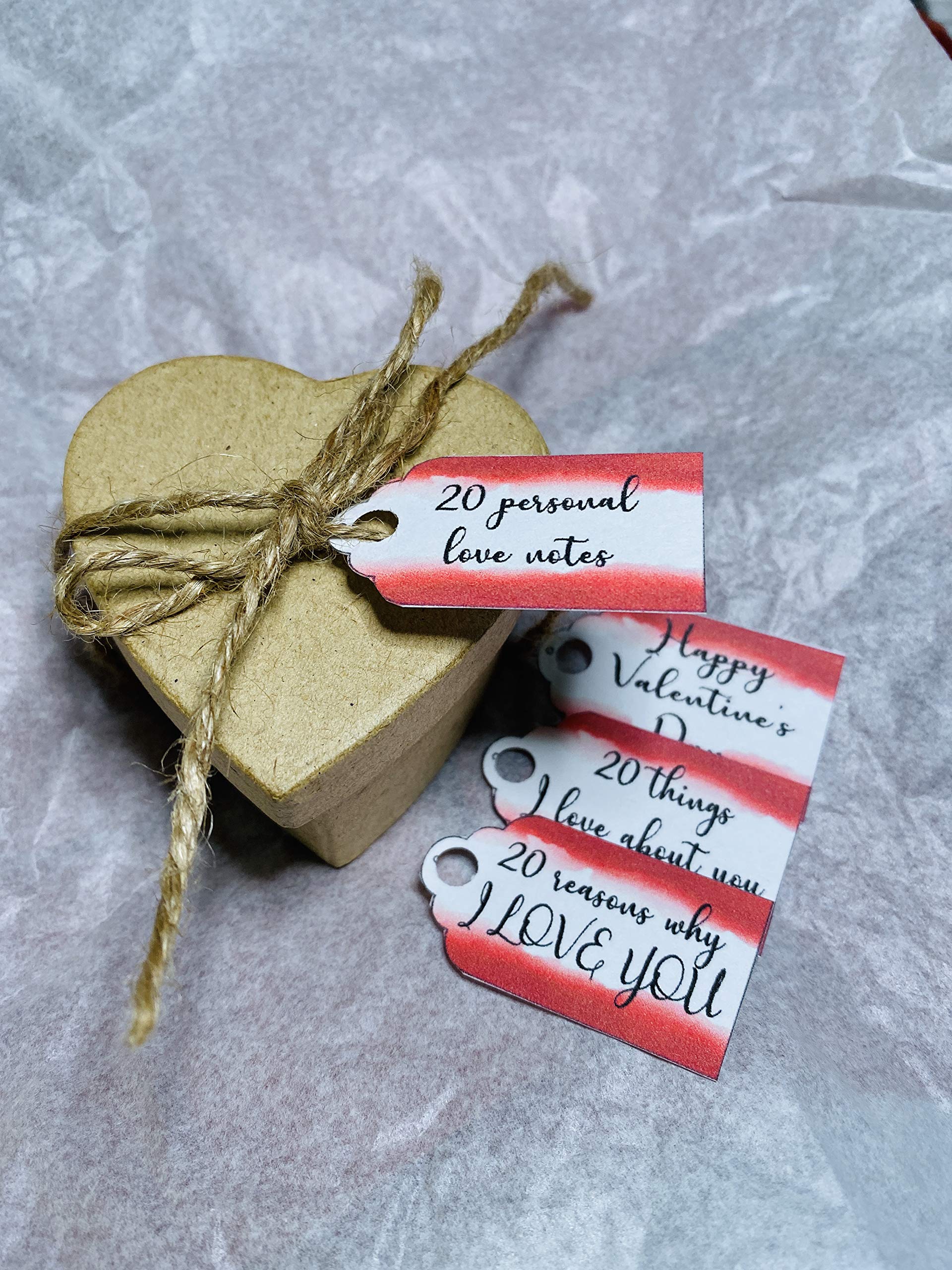 20 Tiny Love Cards in Heart Box - Valentine's Day Gift for Couples, Blank Note Cards with 