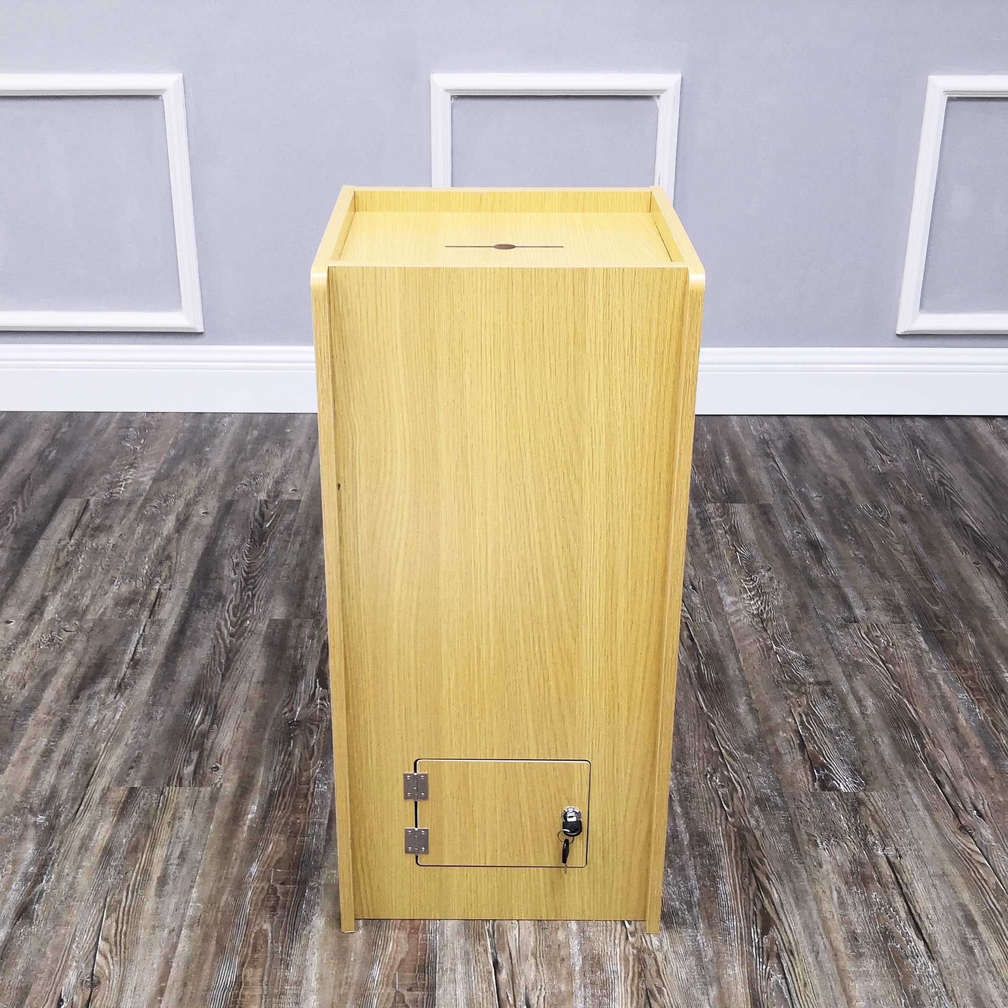FixtureDisplays® Wooden Donation Box - MDF Veneer Tithing Box for Church, Charity & Fundraising Events - Perfect for Churches, Schools & Non-Profit Organizations