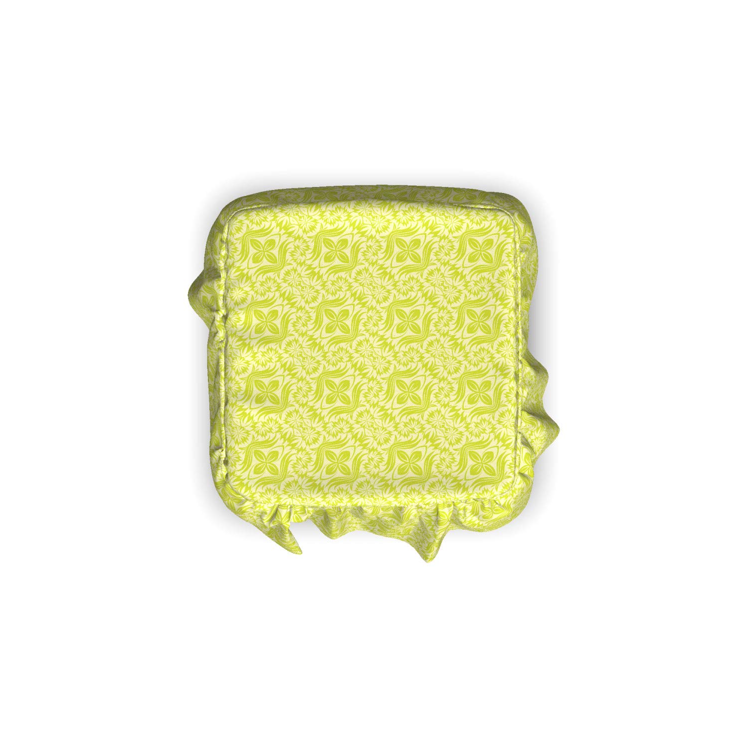 Ambesonne 2-Piece Ottoman Slipcover Set - Flourishing Flowers & Leaves Design, Ruffle Skirt for Square/Round Footstools, Apple & Pale Green Home Decor | Perfect for Living Room, Bedroom & Nursery Accent