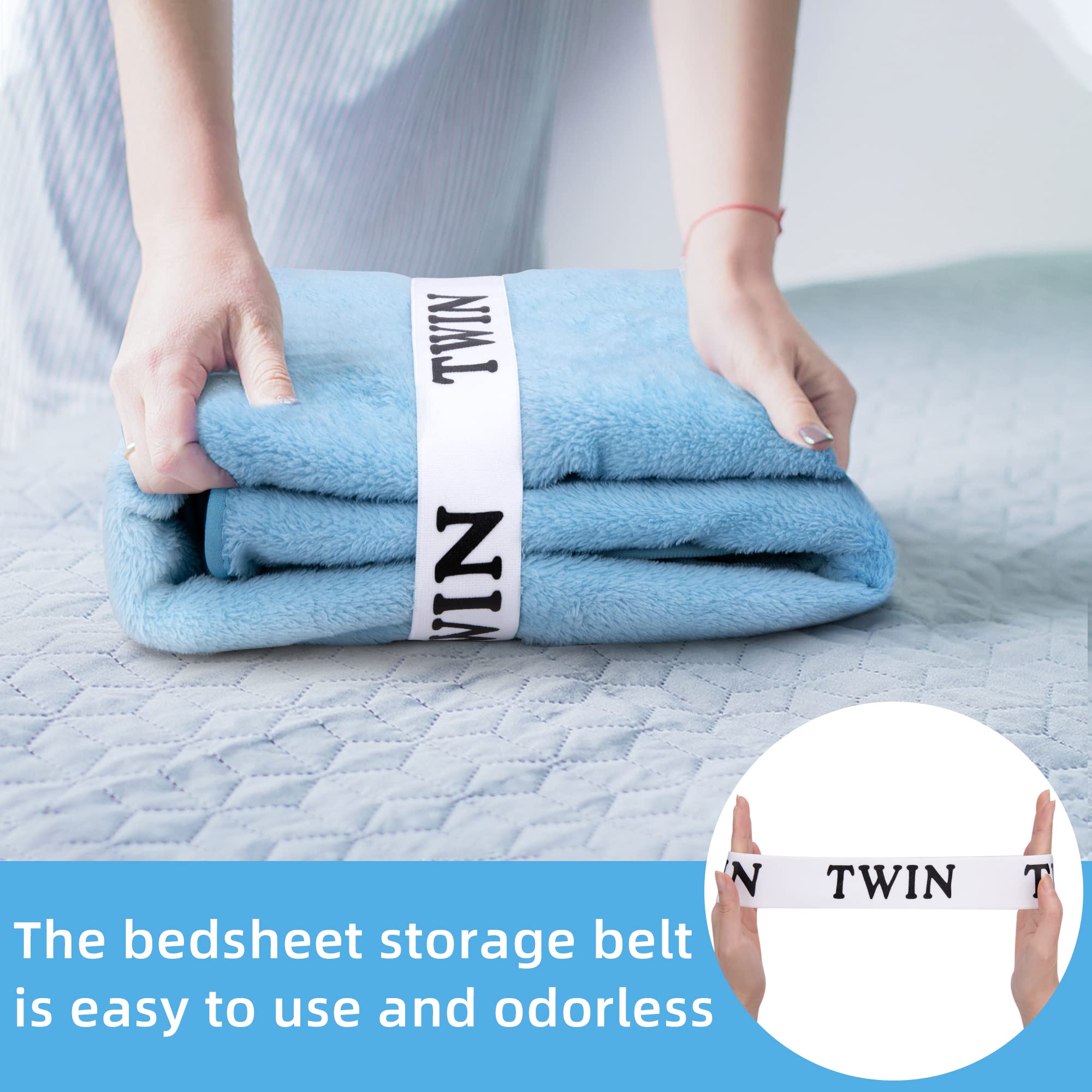 8-Piece Elastic Bed Sheet Organizer Bands - Queen Size Sheet Keepers for Closet & Storage - Foldable Bedding Bands for Bedsheet, Pillowcase & Duvet - Perfect for Home Organization & Space Saving