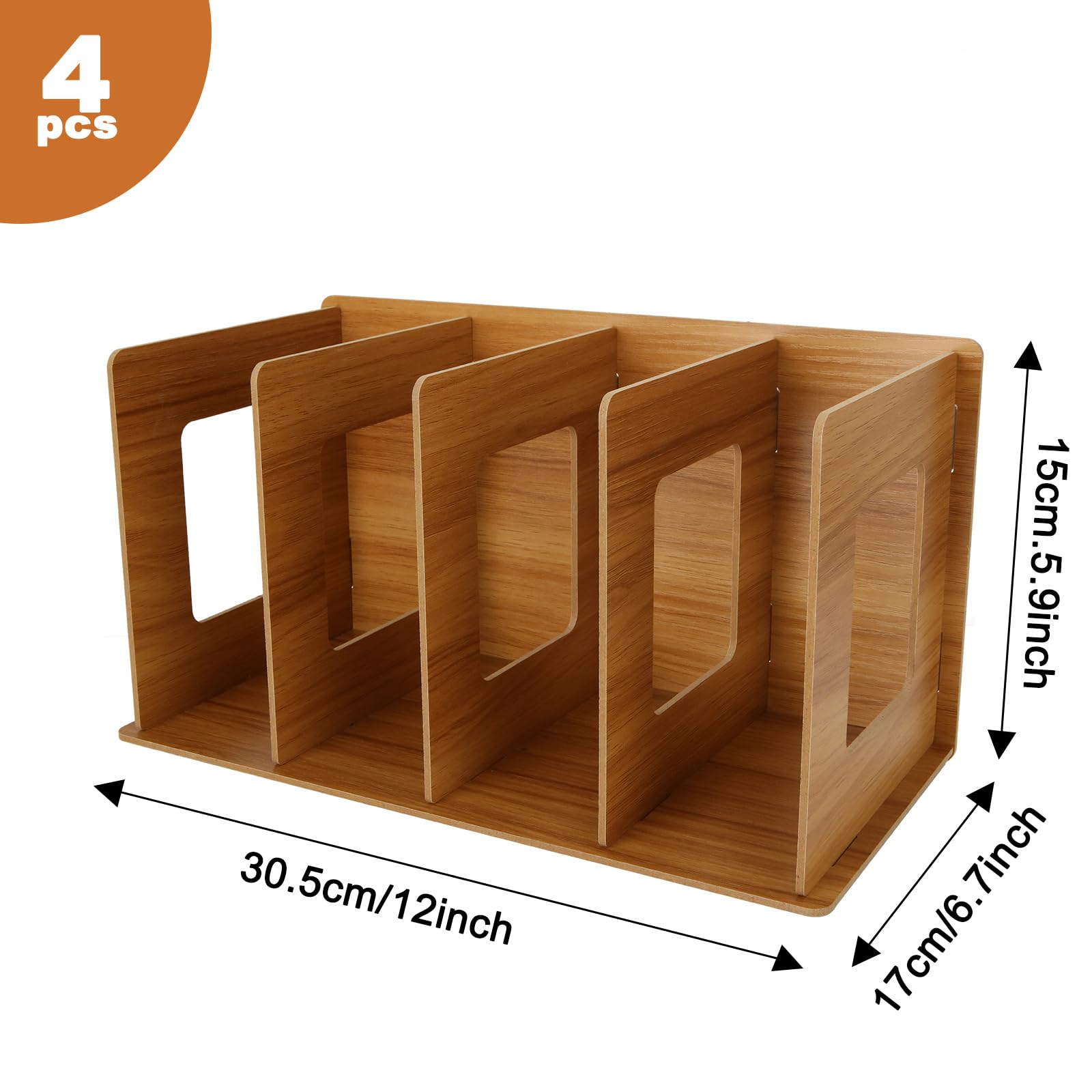 SHUESS 4-Tier Wooden CD DVD Storage Organizer - Compact Book Shelf Display for Home Office - Cherry Finish Media Storage Rack - Perfect for Organizing Music, Movies & Office Supplies