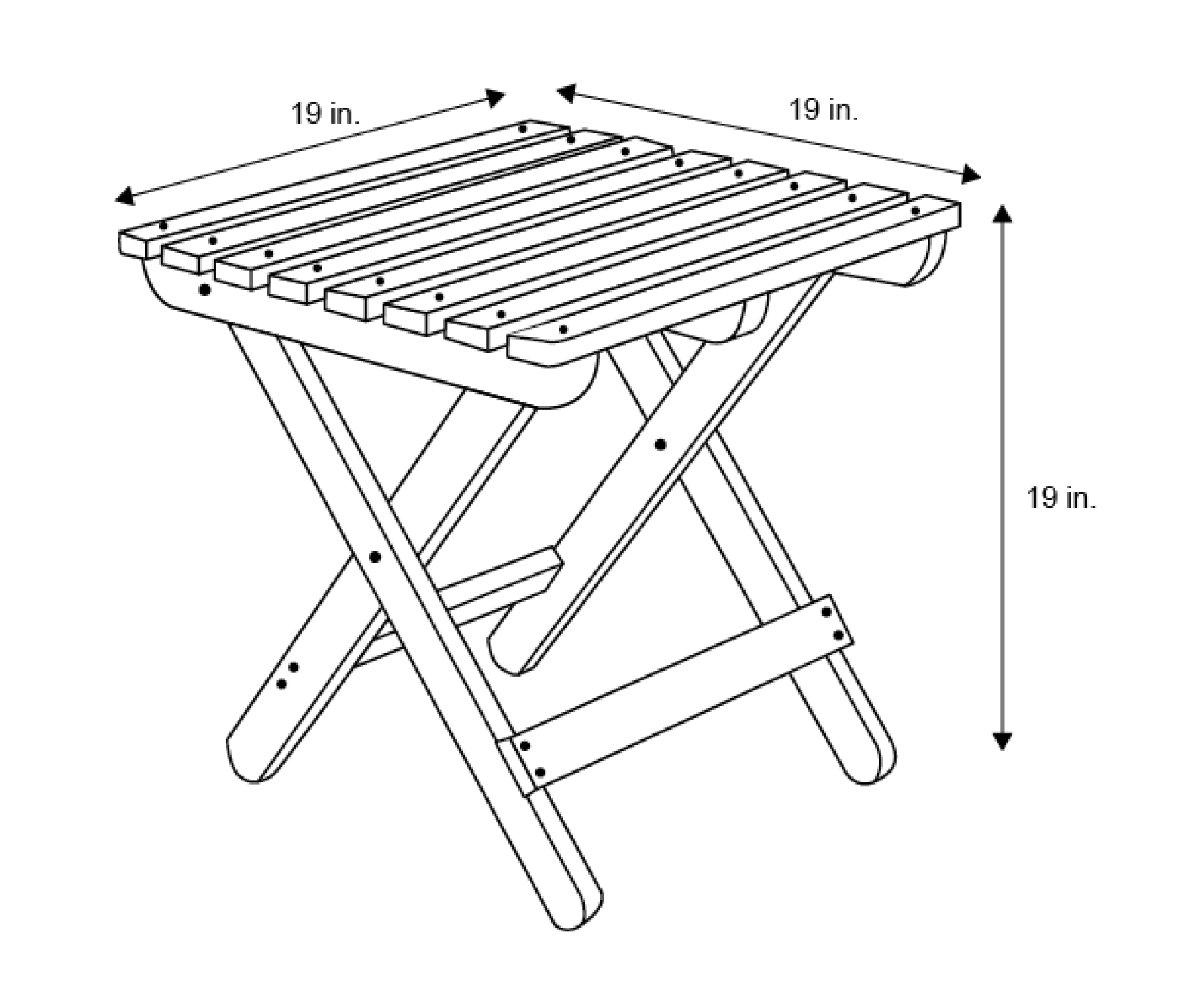 Shine Company Solid Wood Square Folding Side Table - Natural Wood Outdoor Patio Table for Garden, Balcony, Deck, and Adirondack Chair Companion