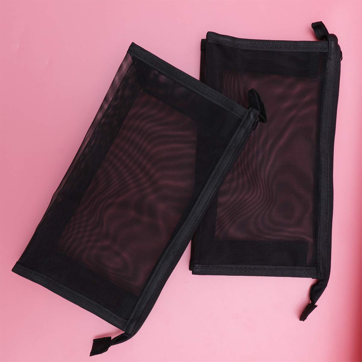 NUOBESTY 2 Pack Clear Mesh Makeup Bags for Travel - Waterproof Cosmetic & Toiletry Organizer - Portable Travel Essentials for Women, Gym, Vacation & Daily Use