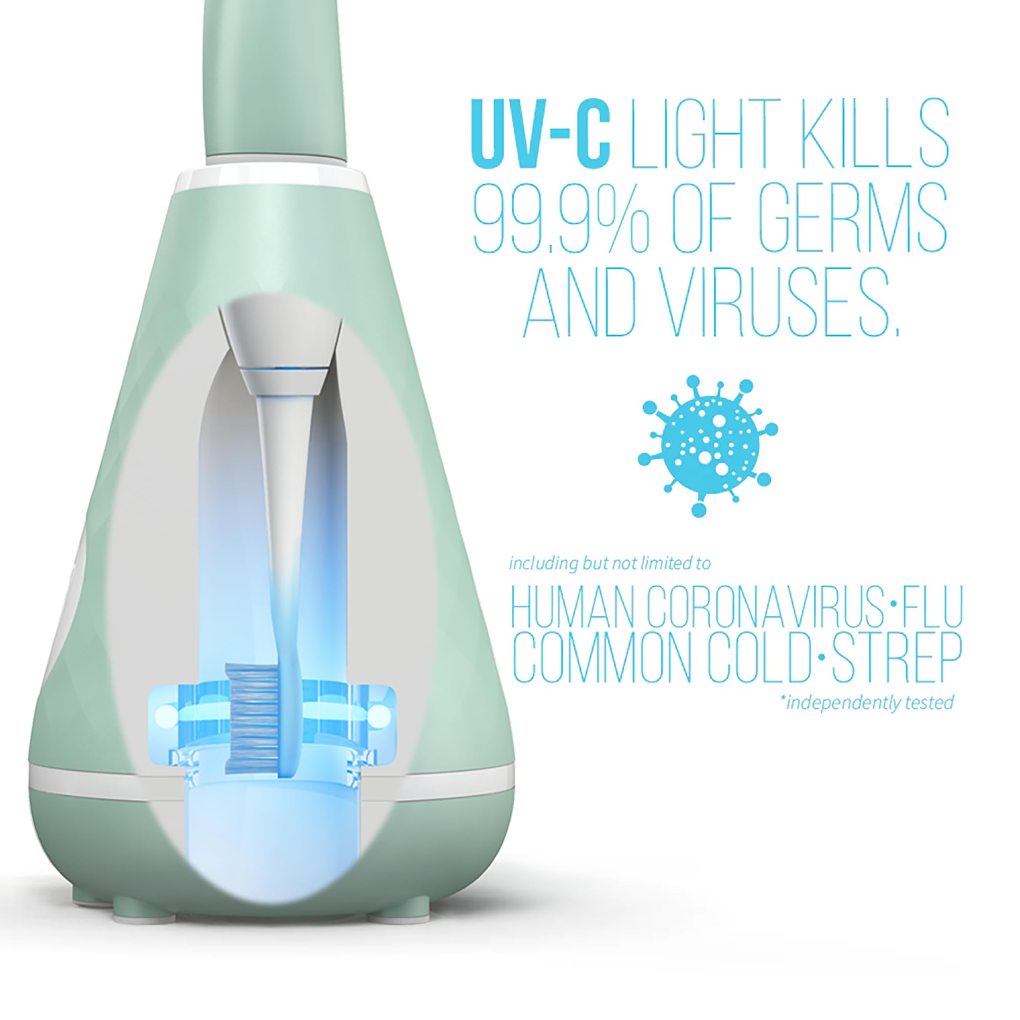 TAO Clean UV Sanitizing Sonic Electric Toothbrush with Cleaning Station - 2 Speed Settings, Seaglass Green | Professional Dental Care for Home & Travel Use