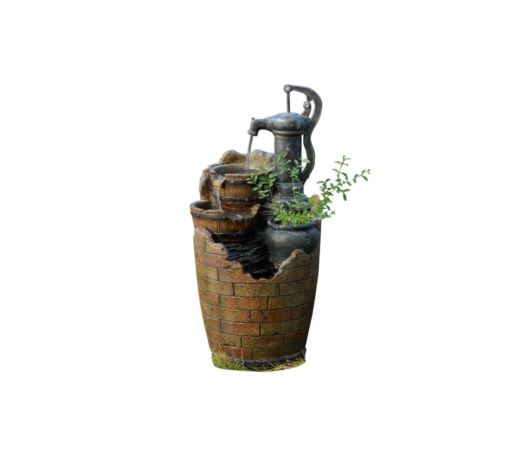 Glenville Outdoor Water Pump Cascading Fountain - Decorative Garden Water Feature for Patio, Yard, and Landscaping