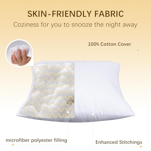 Premium 12x20 Inch Throw Pillow Inserts Set of 2 - 100% Cotton Decorative Cushion Covers for Sofa, Bed & Home Decor - Soft White Pillows for Living Room, Bedroom & Hotel Style Interior Design