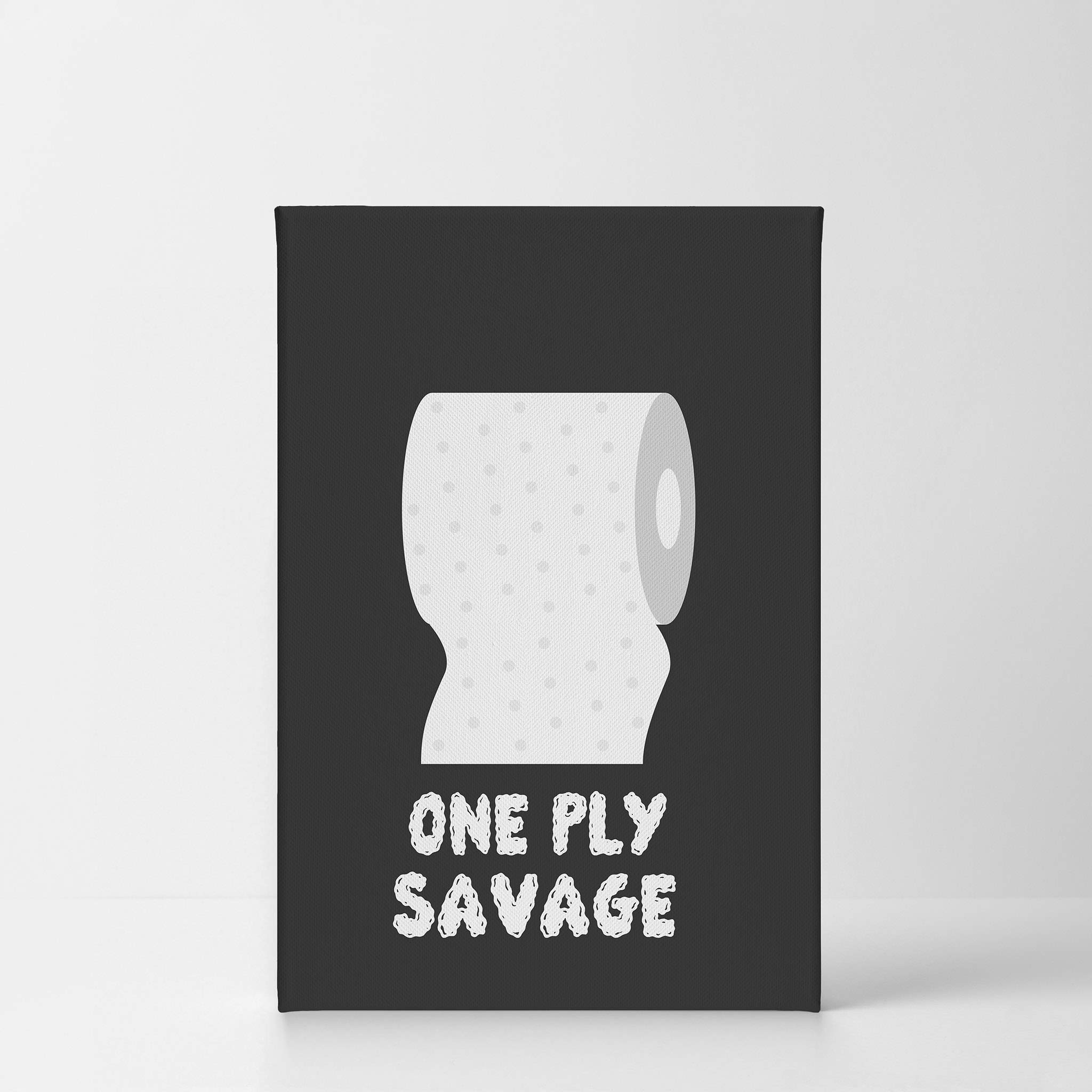 Funny Bathroom Wall Art - Smile Art Design One Ply Savage Toilet Paper Quote Canvas Print - Ready to Hang Bathroom Decor (36x24) - Perfect for Powder Rooms, Guest Bathrooms & Home Humor - Made in USA