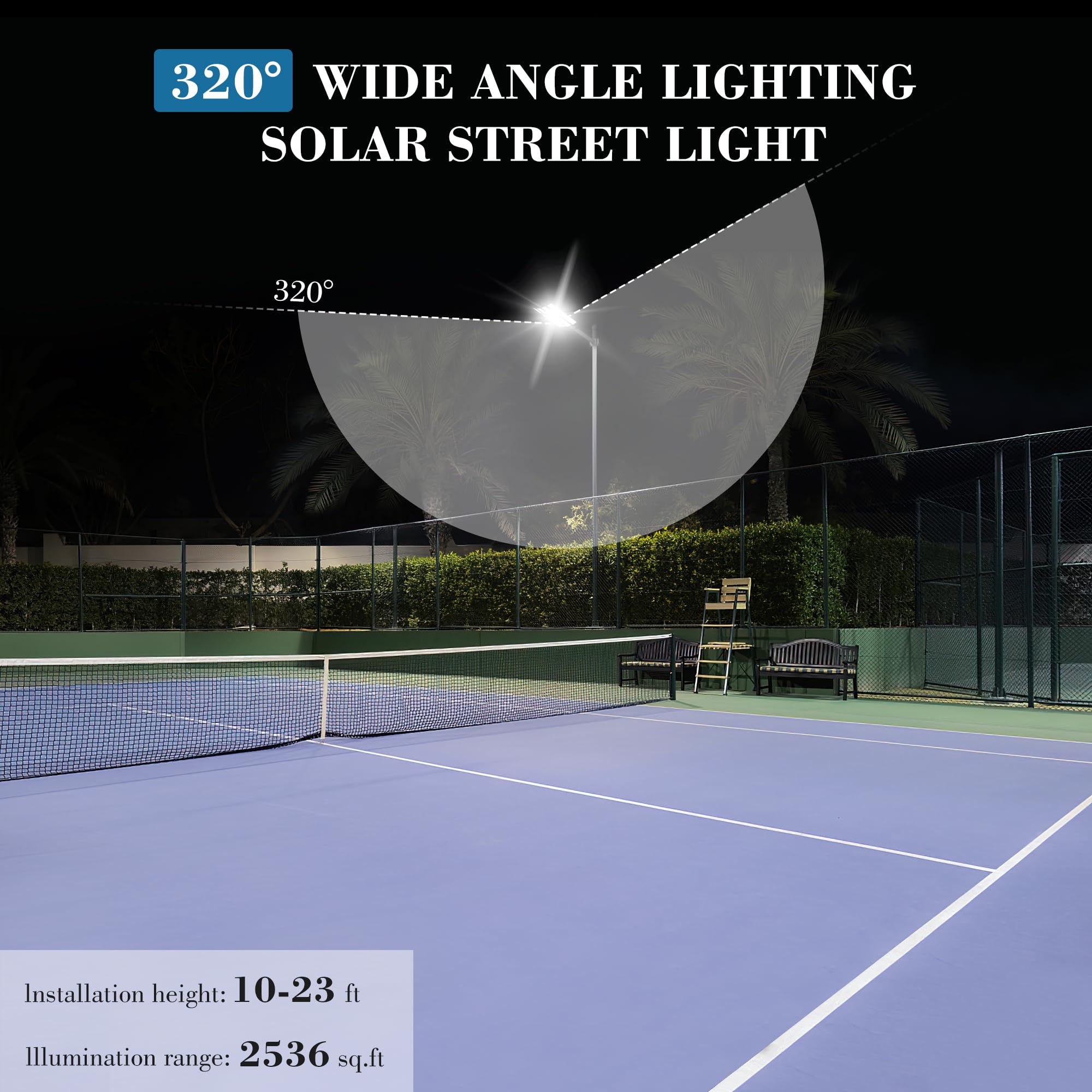 9800W Solar Street Lights Outdoor - 7000K Wide Angle Solar Lights with Motion Sensor & Dusk to Dawn, IP66 Waterproof Solar Powered Outdoor Lights for Roadway, Yard, Garden, Pathway & Driveway - Perfect for Home Security & Landscape Lighting