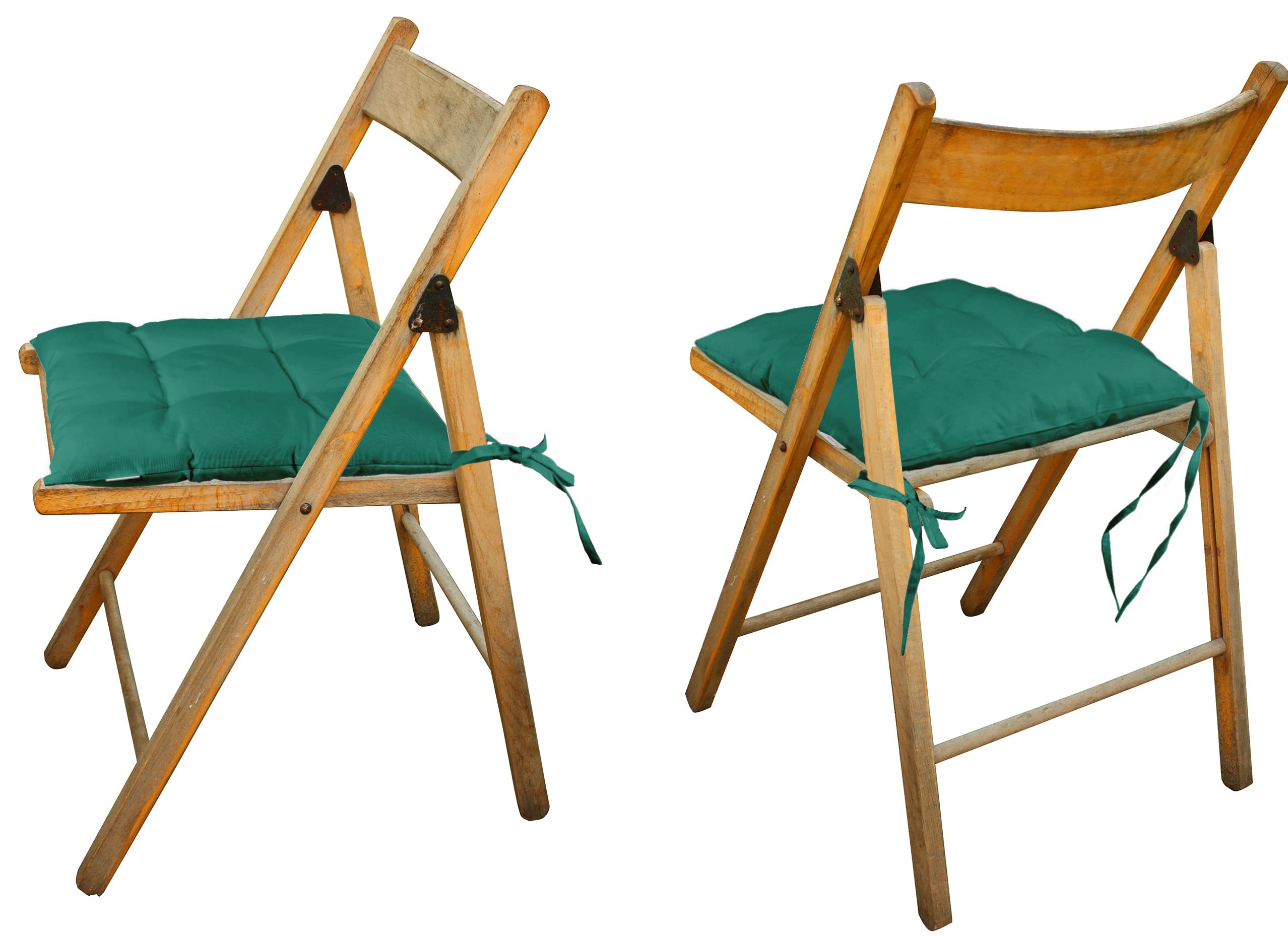 Water Resistant Tufted Square Patio Cushion Set of 2 - 19 Inch Indoor/Outdoor Furniture Seat Cushions in Teal Green - Perfect for Poolside Lounging, Deck Chairs & Outdoor Dining Sets