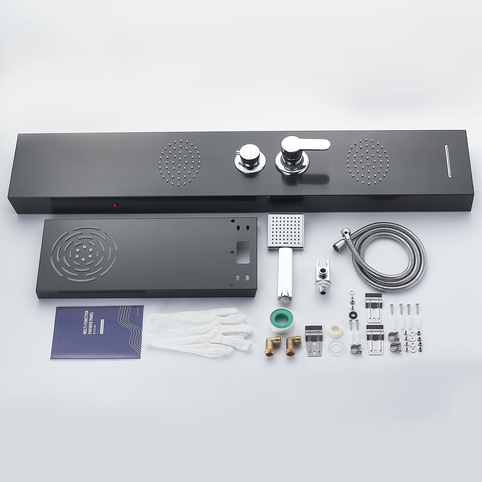 POPFLY Stainless Steel Shower Panel System with LED Mist & Rain Shower Head, 2 Full Body Massage Jets, Tub Spout - Matte Black for Modern Bathroom Upgrade | Perfect for Spa-Like Shower Experience & Luxury Bathroom Renovation