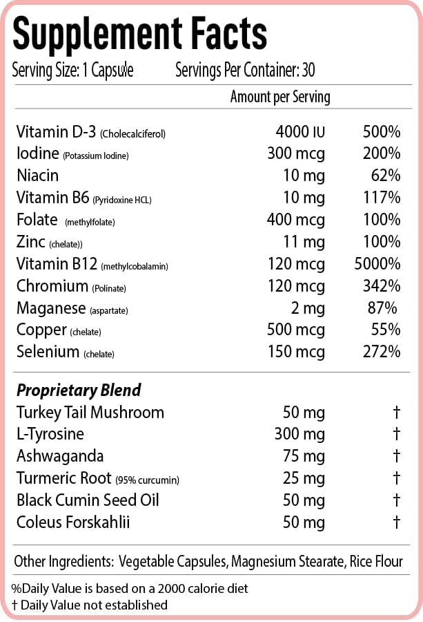HashiAid Thyroid Support Supplement for Hypothyroidism & Hashimoto's Disease - Natural Energy Booster, Hormone Balance & Fatigue Relief - 60 Vegan Capsules - Ideal for Work, Study & Daily Wellness