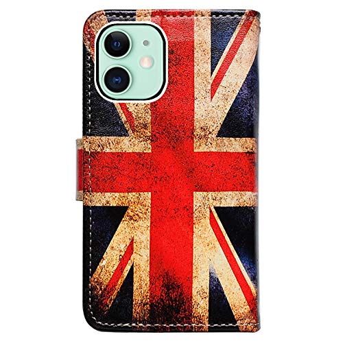 Retro British Union Jack Flag Leather Wallet Case for iPhone 12/12 Pro - Flip Cover with Card Slots & Kickstand | Perfect for Travel, Work & Daily Use