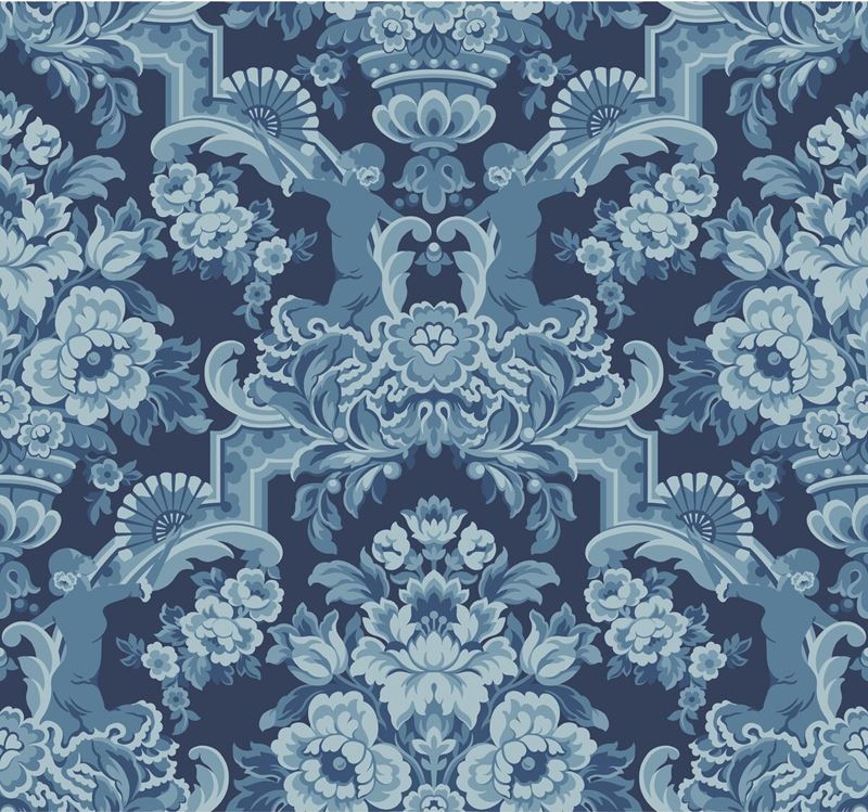 Cole and Son Lola Blue Damask Wallpaper - Premium Peel & Stick Wallpaper for Living Room, Bedroom, or Office Decor