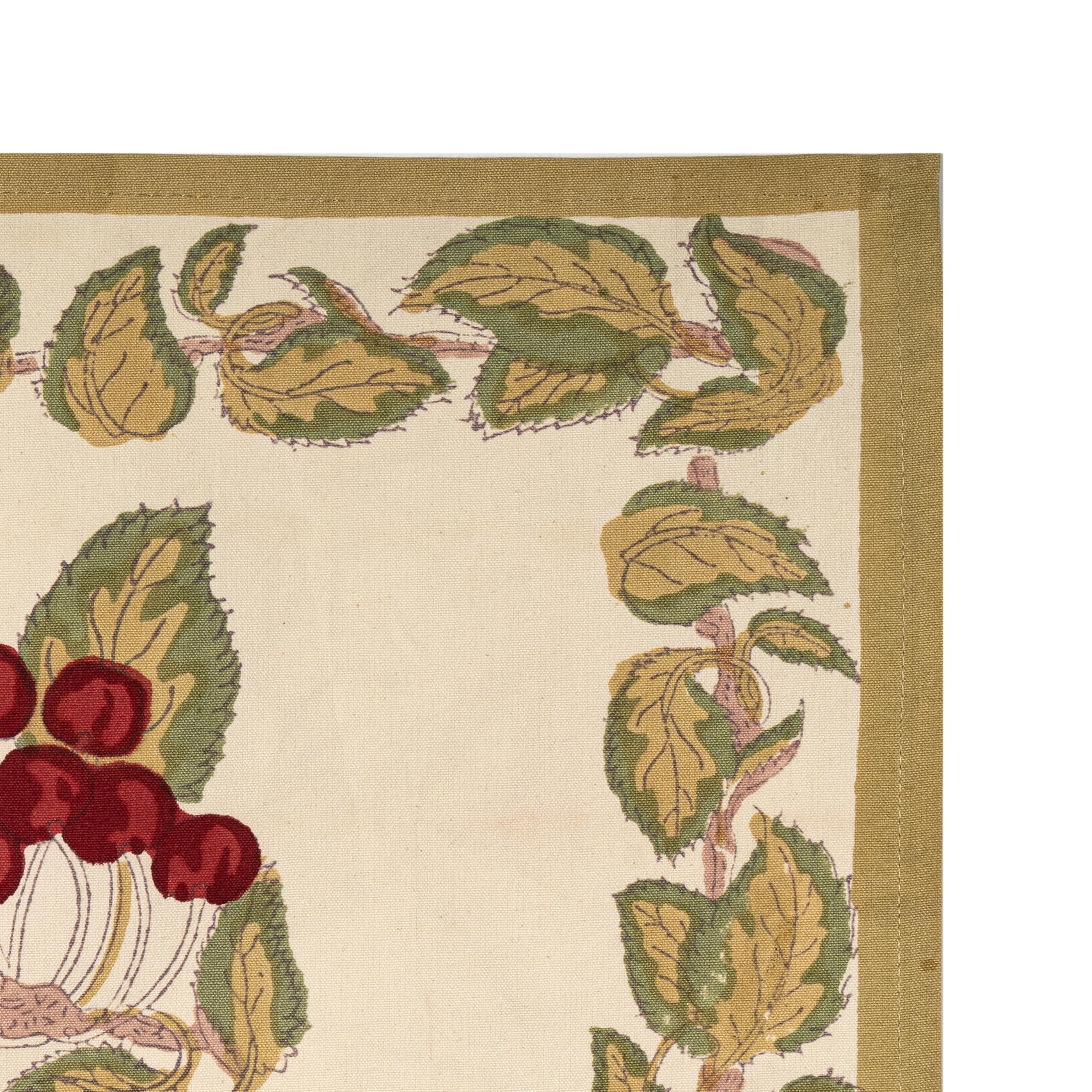 Premium Cherry & Red Green Placemats Set of 6 - 15x18 Inch Waterproof Table Mats for Dining, Kitchen, Party & Holiday Decor - Eco-Friendly Couleur Nature Placemats