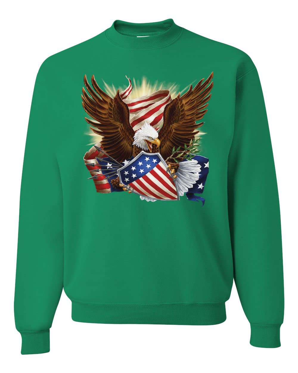Wild Bobby Eagle American Flag Graphic Sweatshirt - Patriotic USA Pride Unisex Crewneck Pullover | Perfect for 4th of July, Veterans Day & Patriotic Events
