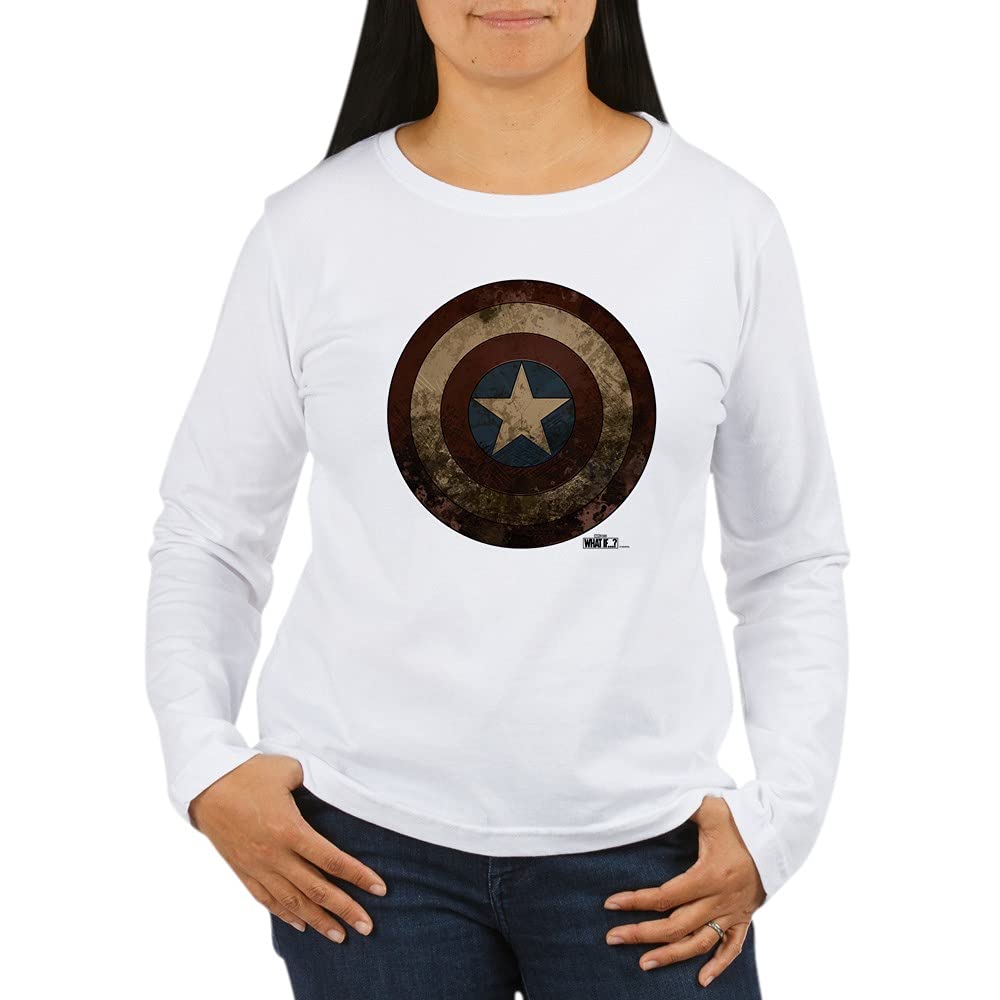 Zombie Captain America Women's Long Sleeve T-Shirt | Graphic Tee for Women | Marvel Superhero Apparel | Perfect for Halloween, Cosplay & Comic Con