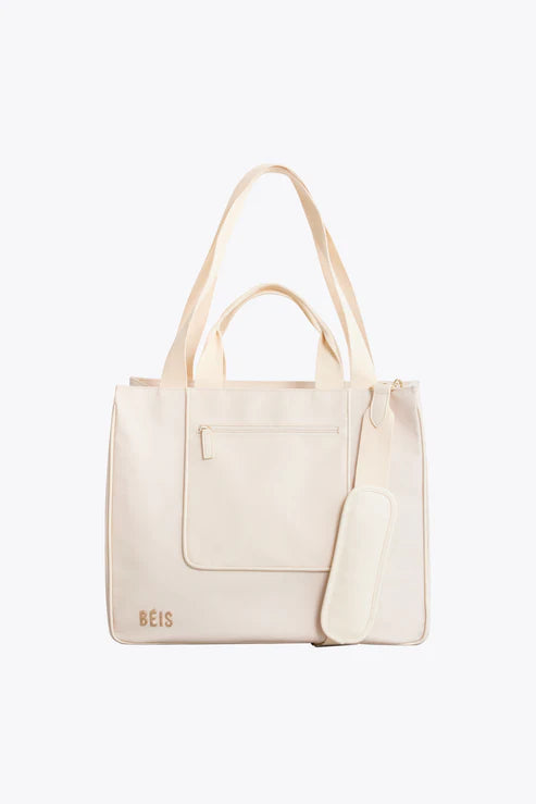 Stylish Beige East To West Tote Bag - Premium Leather Crossbody Handbag for Women | Perfect for Work, Travel & Everyday Use