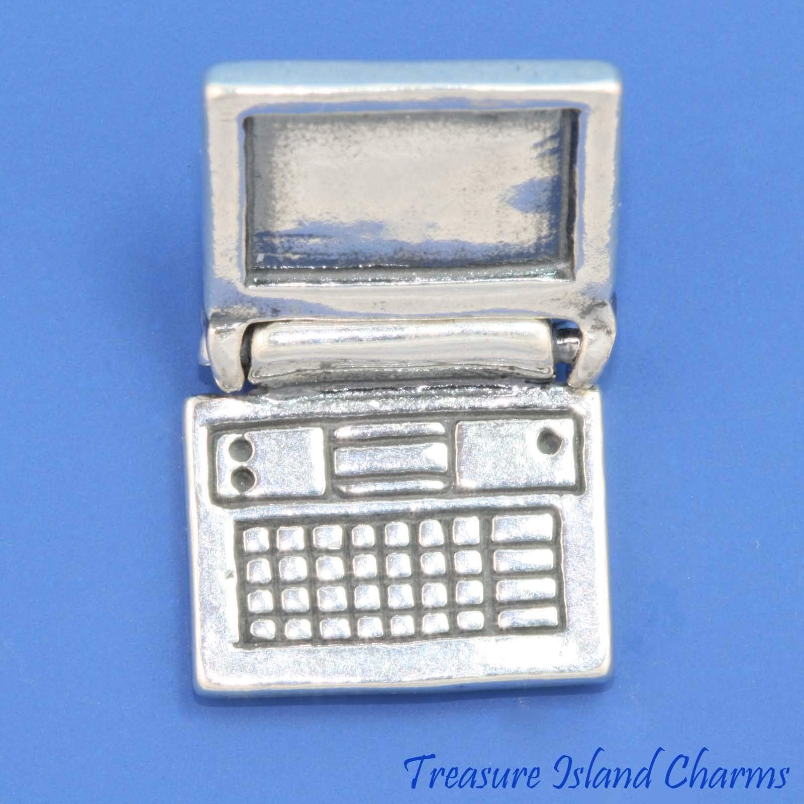 925 Sterling Silver Laptop Charm Pendant for Bracelet Making - Perfect for Jewelry Crafting, DIY Gifts & Tech Accessories