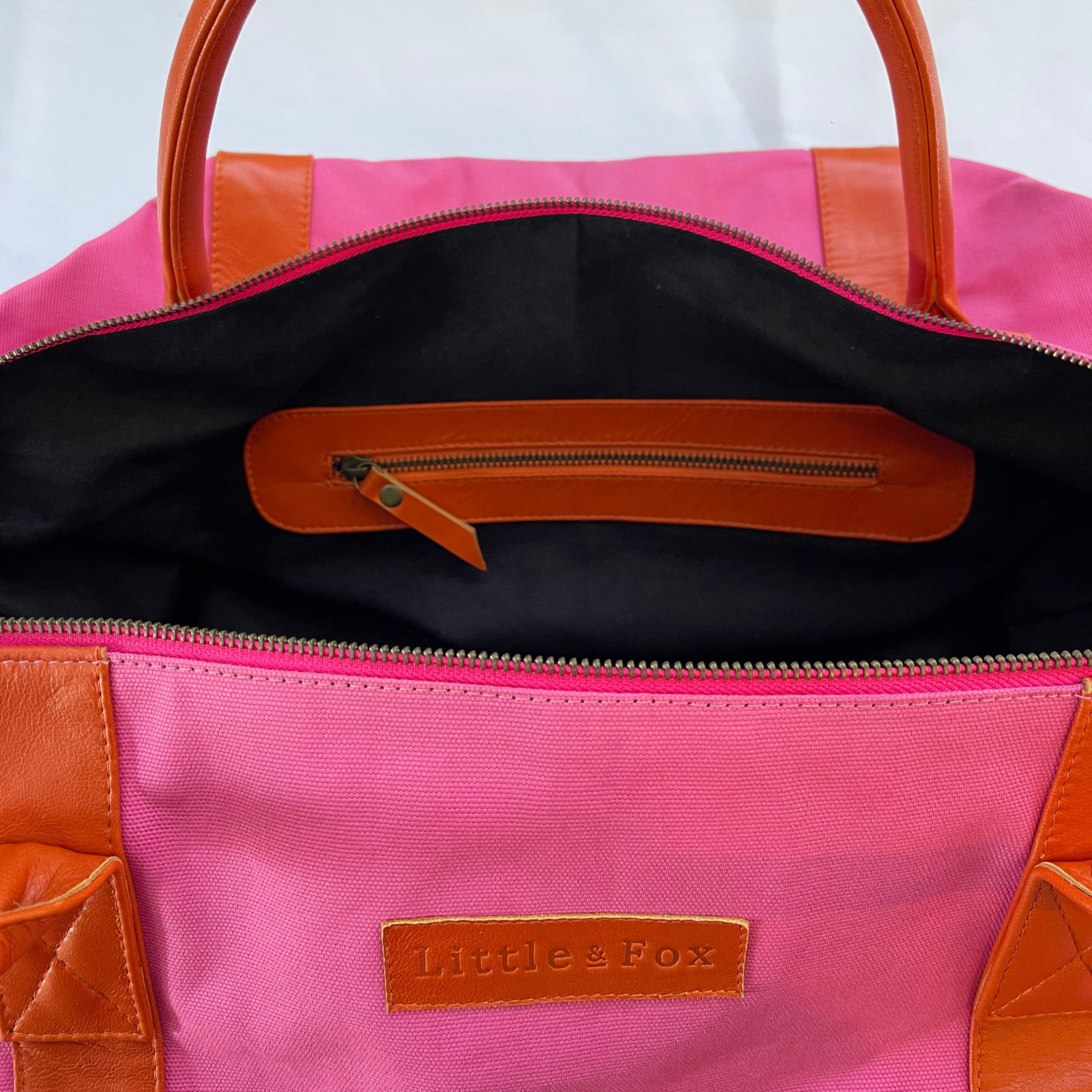 The Little & Fox Weekender Bag - Deep Pink with Scarlet Accents - Perfect for Travel, Gym, or Weekend Getaways