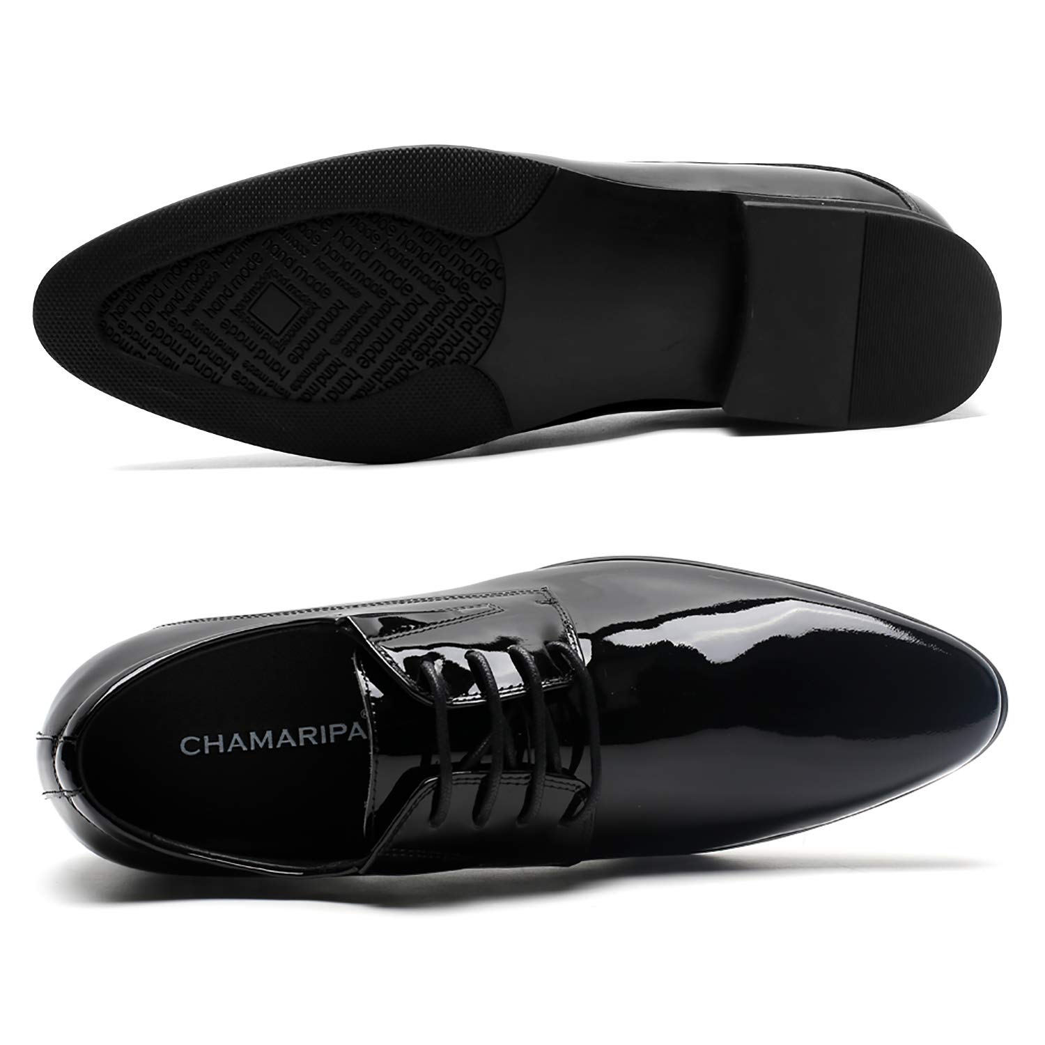 CHAMARIPA Men's Invisible Height Increasing Elevator Shoes - Lace Up Leather Oxford Dress Shoes for Formal Occasions & Business Wear | Elevator Shoes That Make You Taller for Weddings, Parties & Professional Events